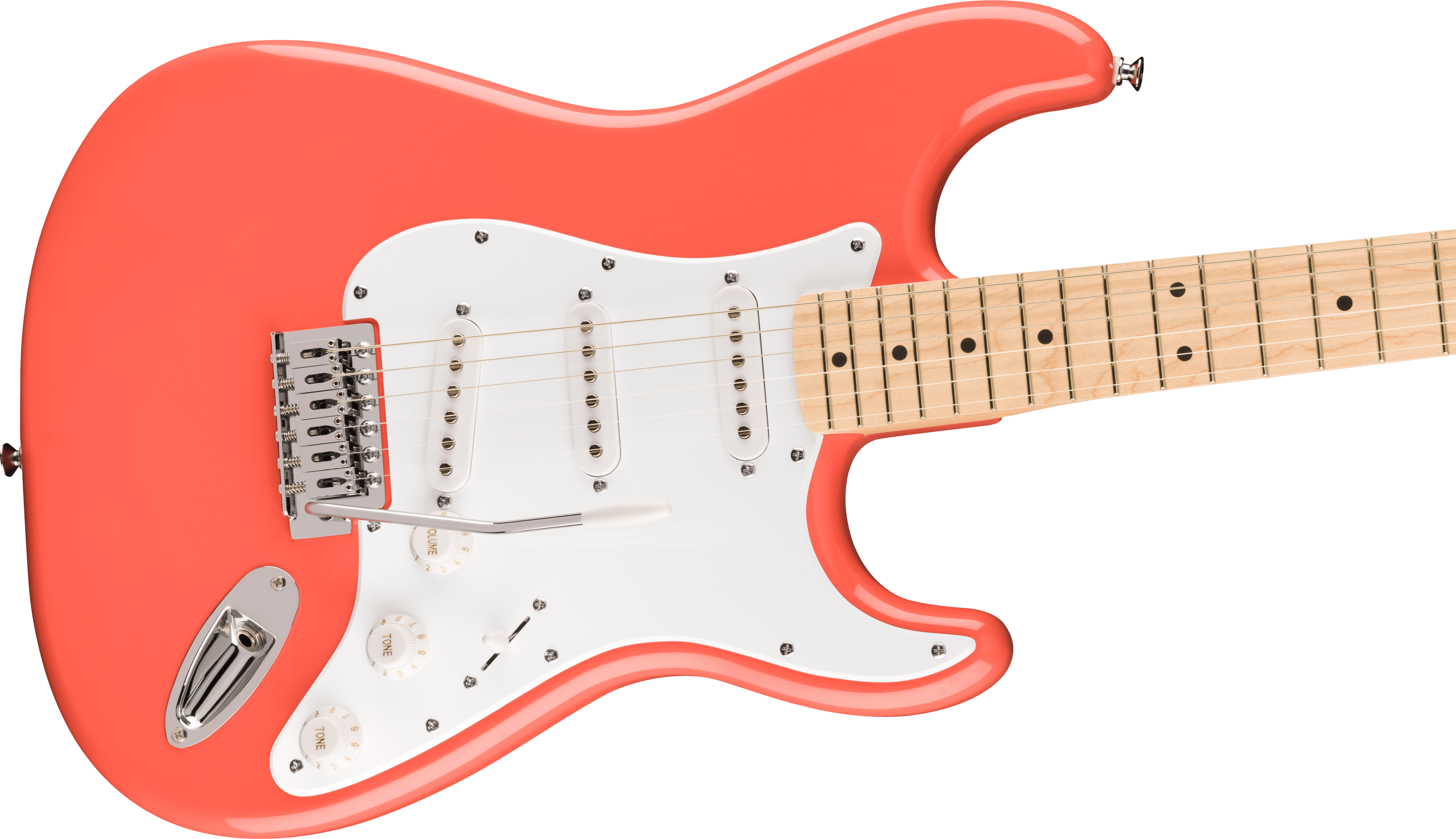 Squier FSR Squier Sonic® Stratocaster®, Maple Fingerboard, White Pickguard, Tahitian Coral