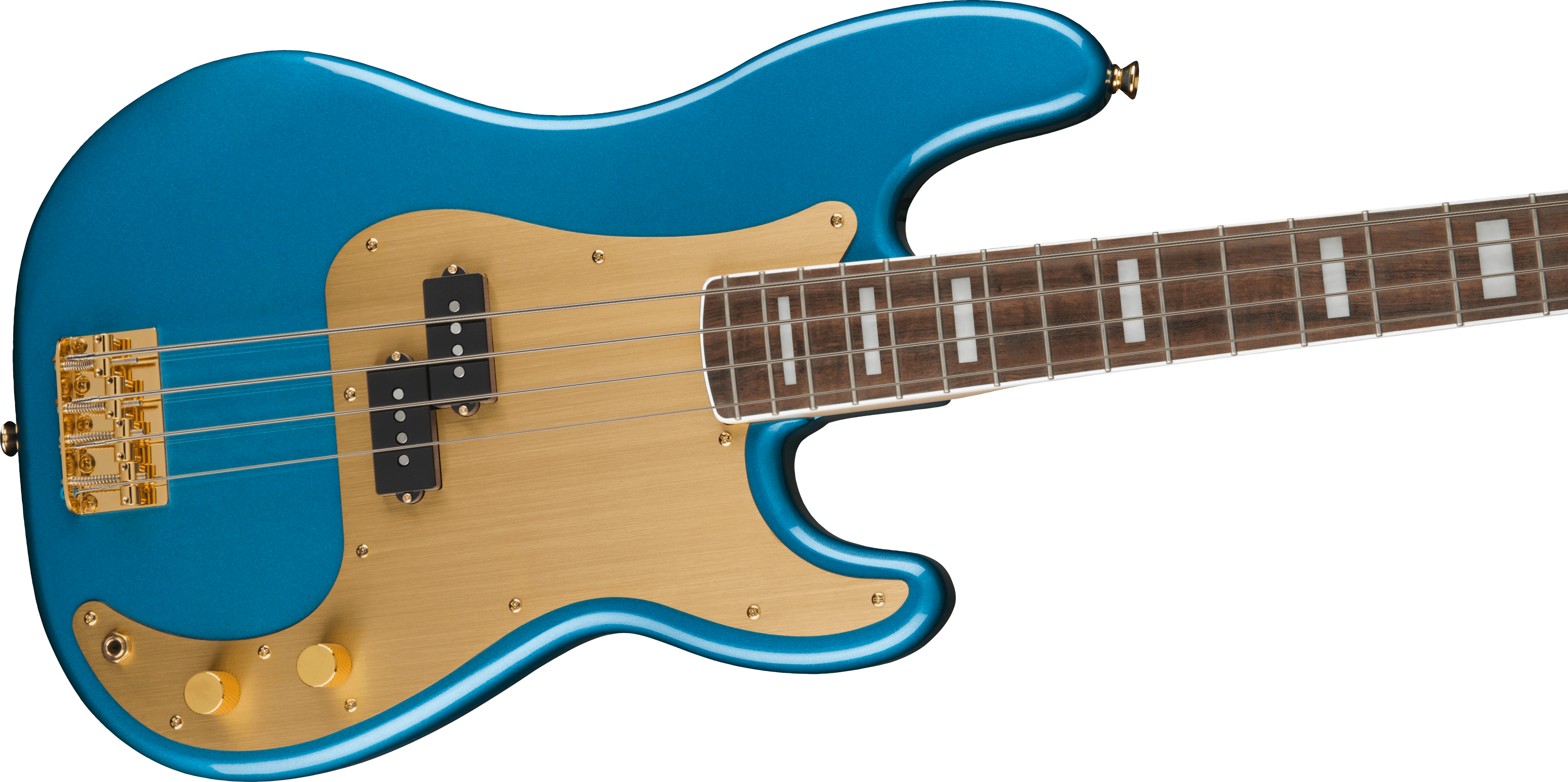 Squier 40th Anniversary Precision Bass®, Gold Edition, Laurel Fingerboard, Gold Anodized Pickguard, Lake Placid Blue
