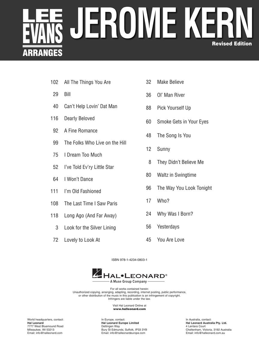 Lee Evans Arranges Jerome Kern – Revised Edition (Piano)