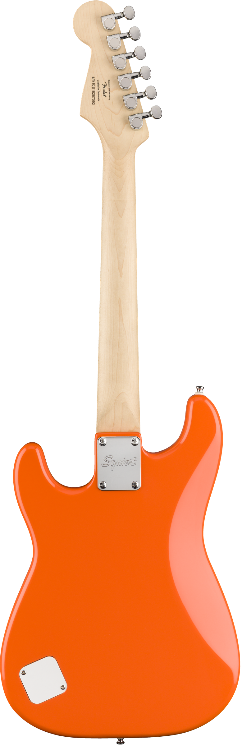 Squier FSR Mini Stratocaster®, Laurel Fingerboard, White Pickguard, Competition Orange