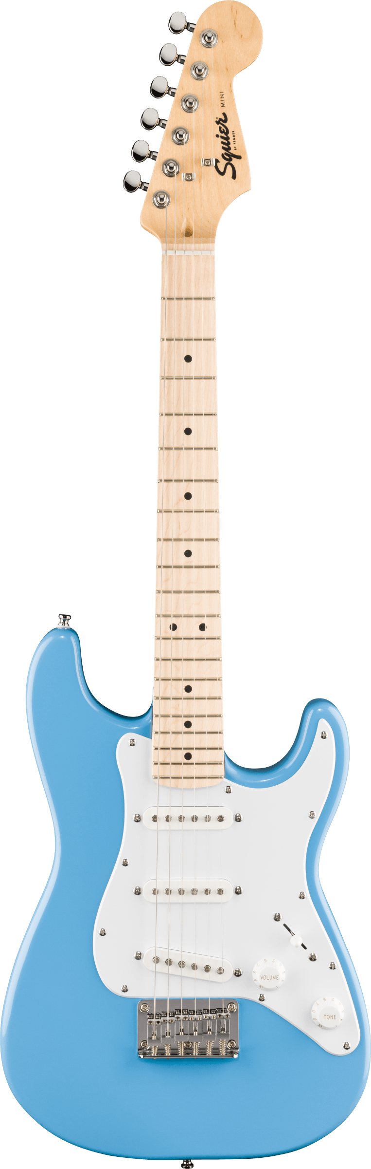 Squier Mini Stratocaster®, Maple Fingerboard, White Pickguard, California Blue