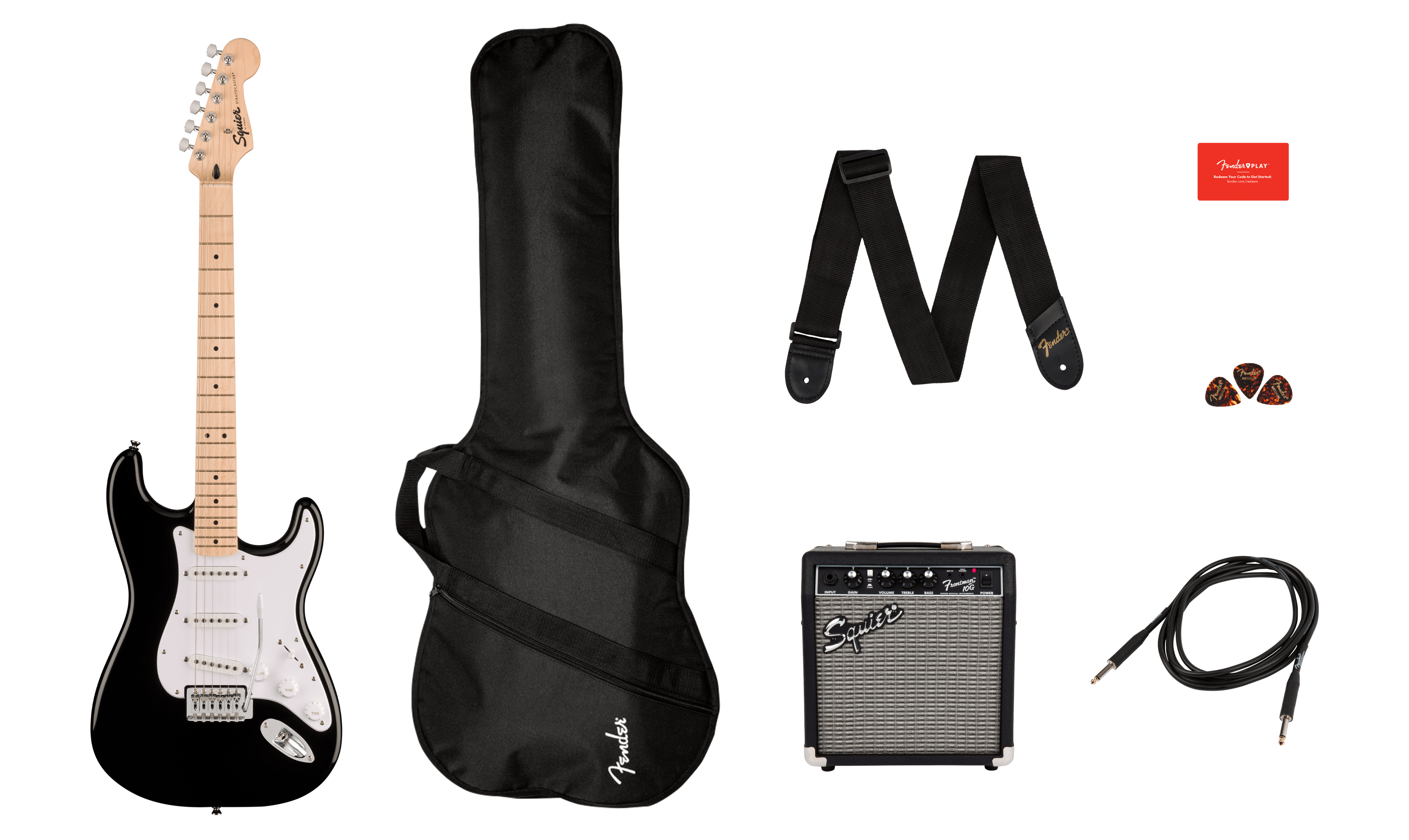 Squier Sonic™ Stratocaster® Pack, Maple Fingerboard, Black, Gig