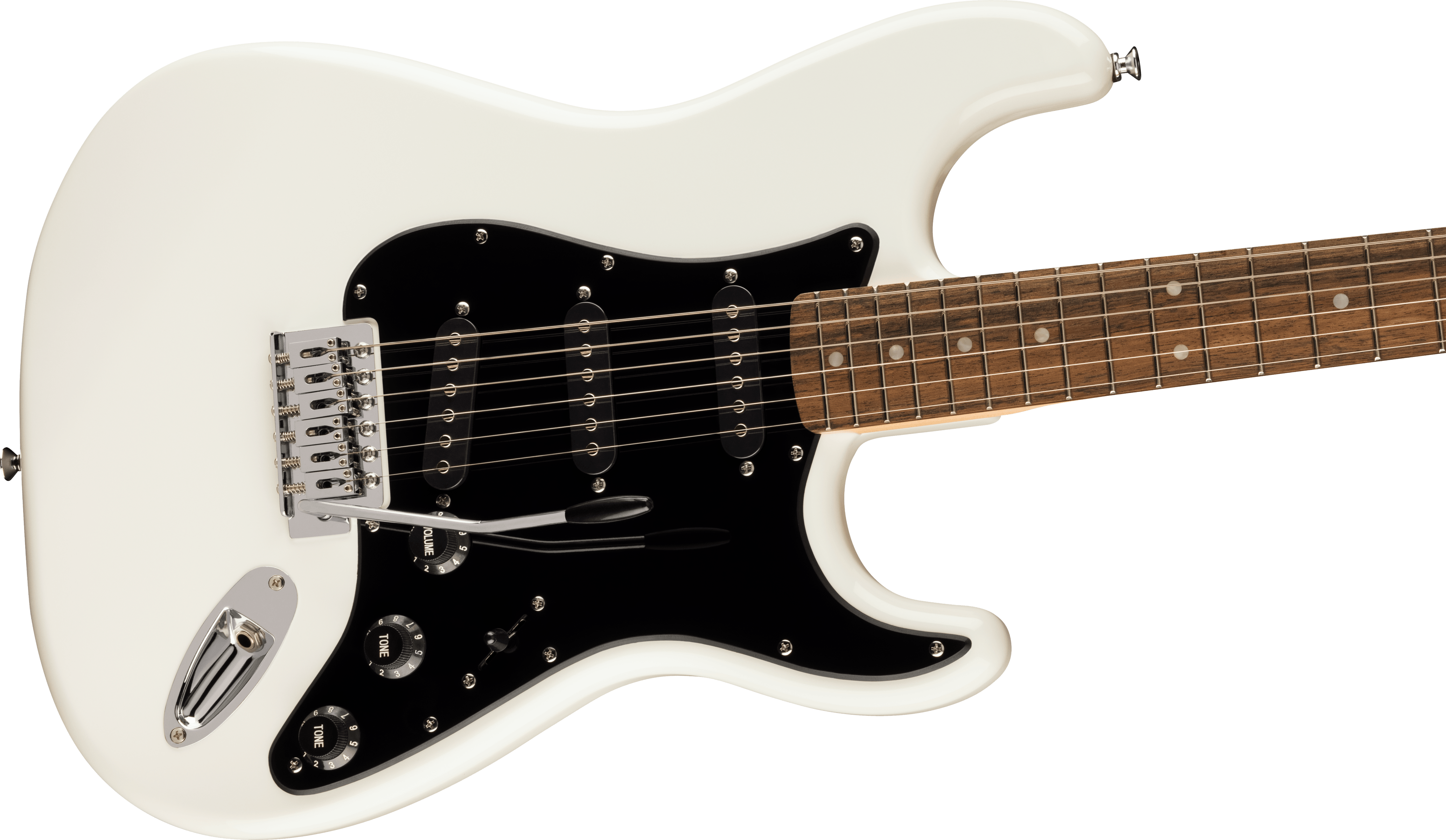Squier FSR Squier Sonic® Stratocaster®, Laurel Fingerboard, Black Pickguard, Arctic White