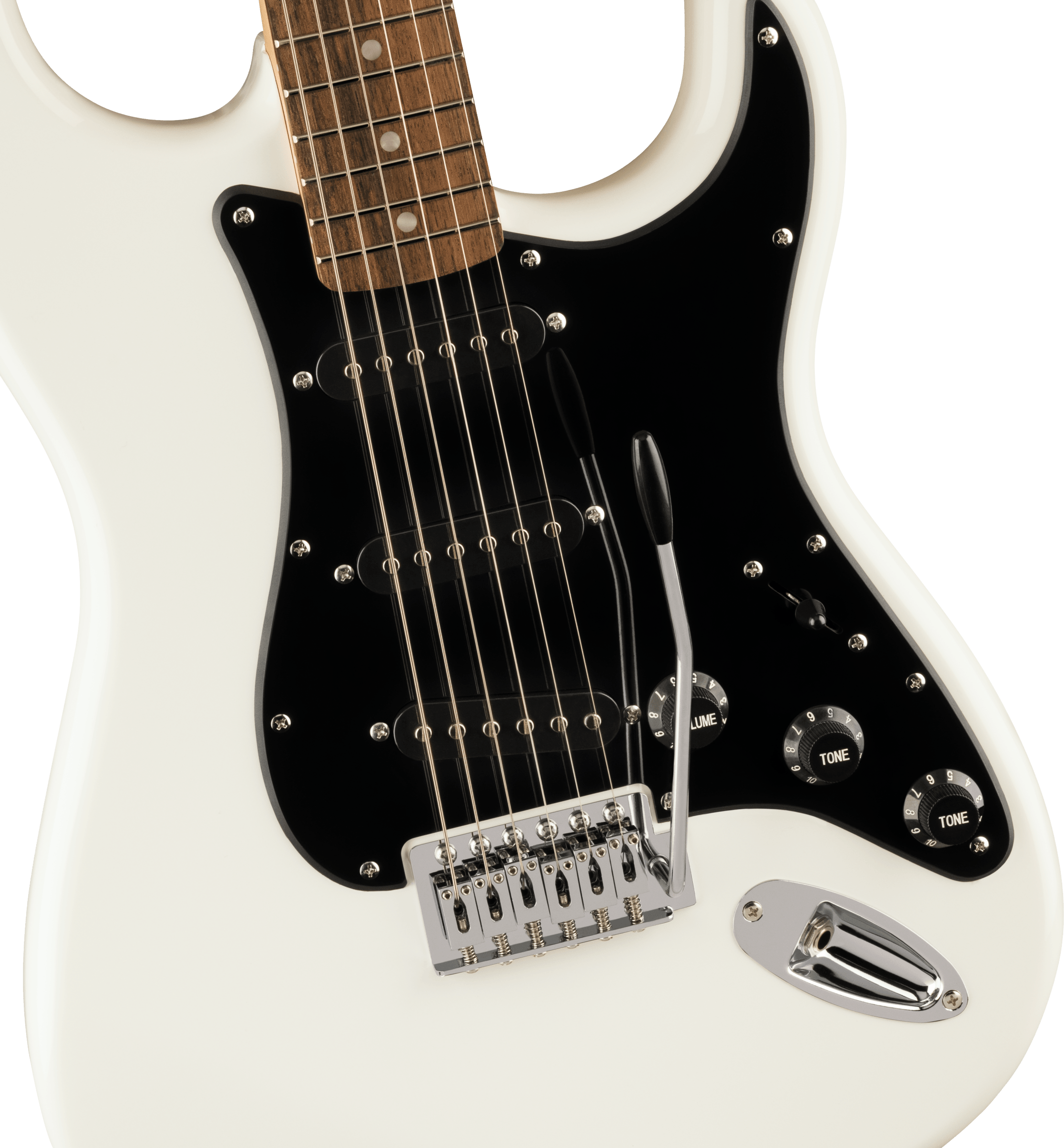 Squier FSR Squier Sonic® Stratocaster®, Laurel Fingerboard, Black Pickguard, Arctic White