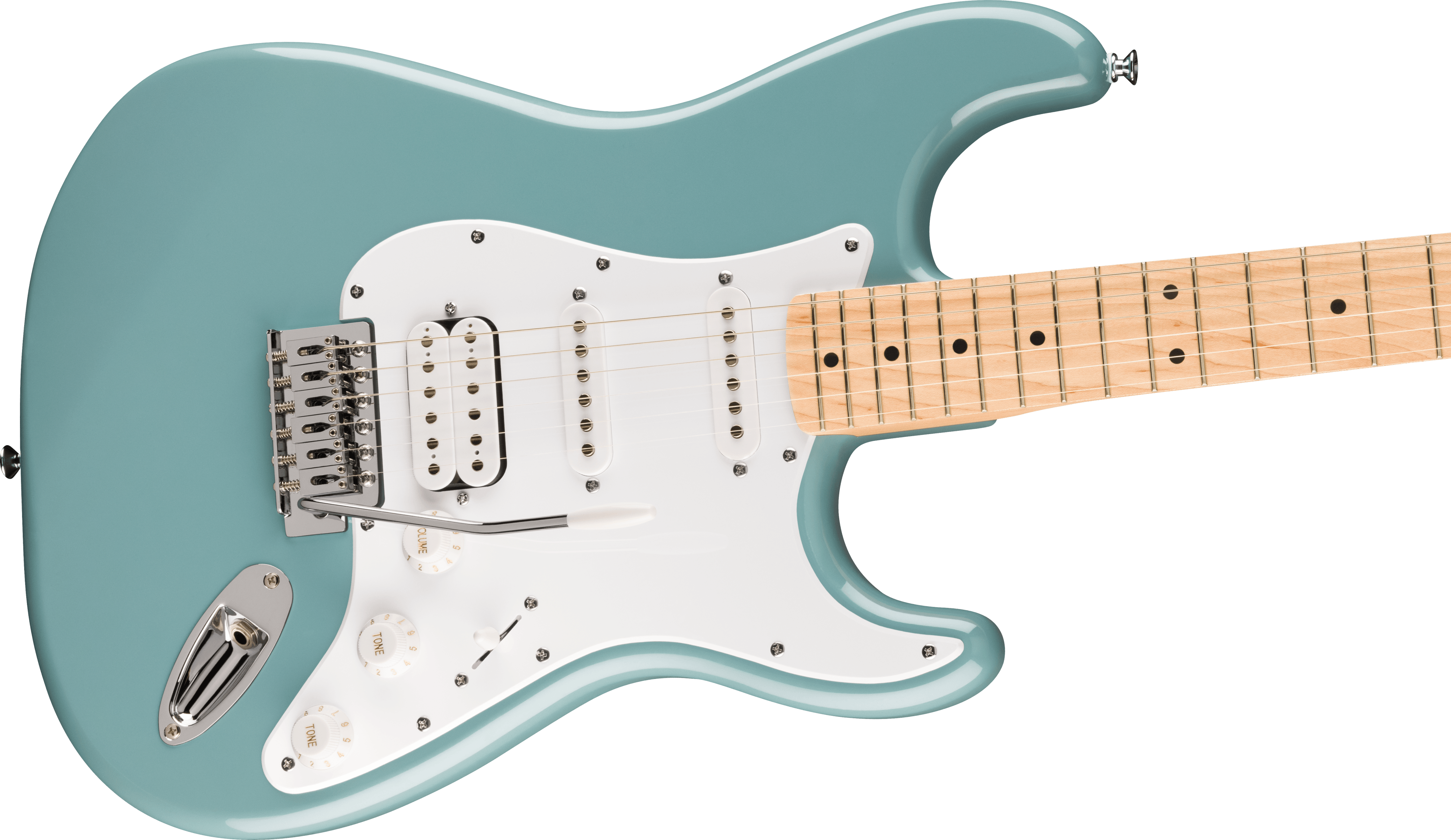 Squier FSR Squier Sonic® Stratocaster® HSS, Maple Fingerboard, White Pickguard, Sonic Gray