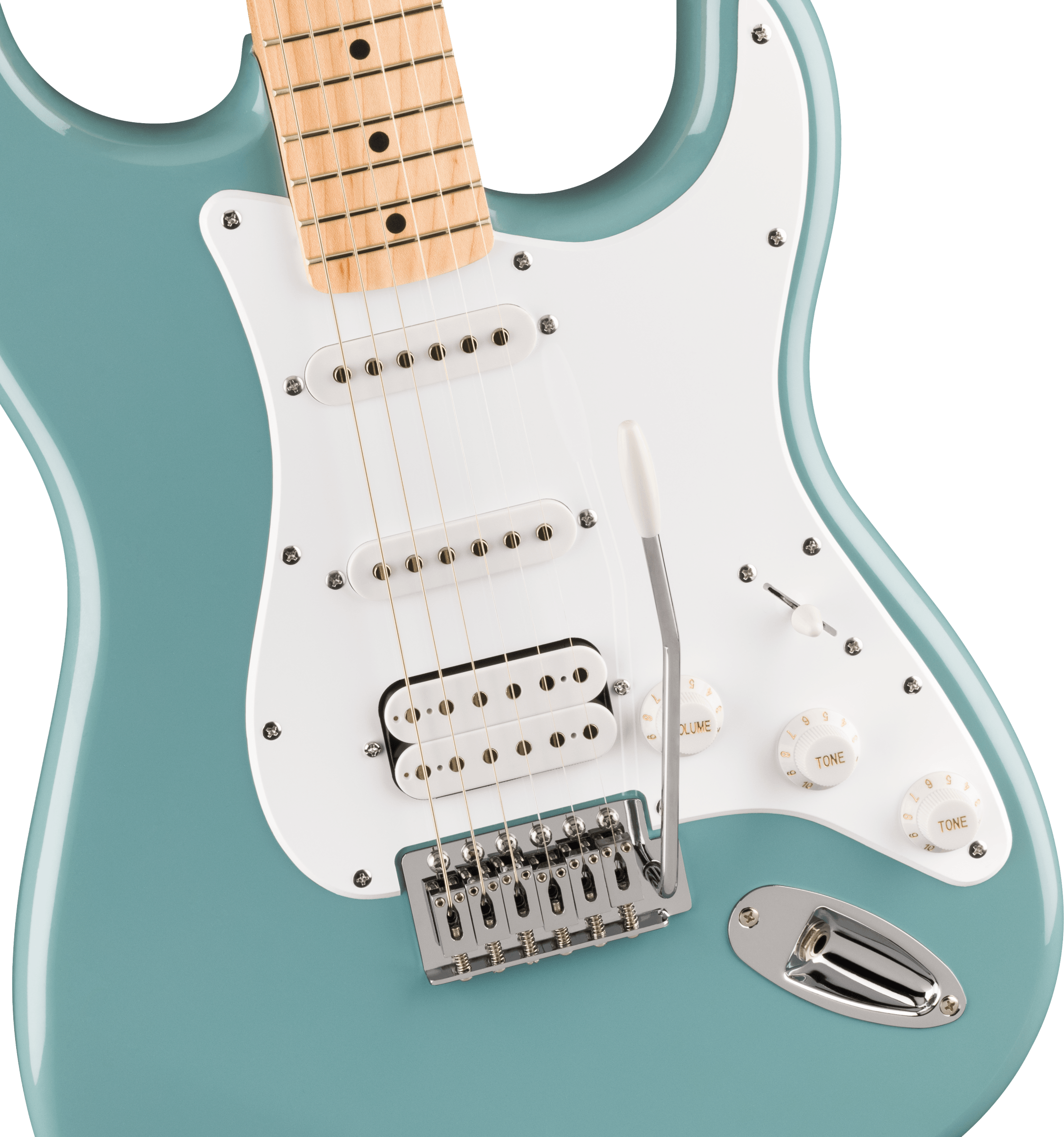 Squier FSR Squier Sonic® Stratocaster® HSS, Maple Fingerboard, White Pickguard, Sonic Gray