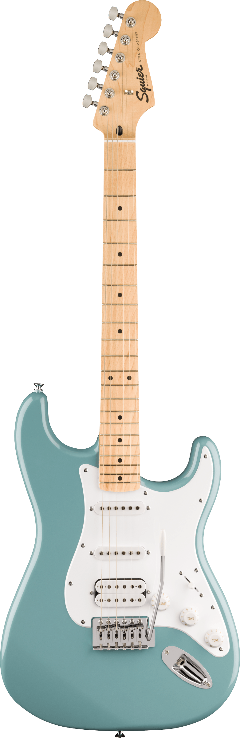 Squier FSR Squier Sonic® Stratocaster® HSS, Maple Fingerboard, White Pickguard, Sonic Gray