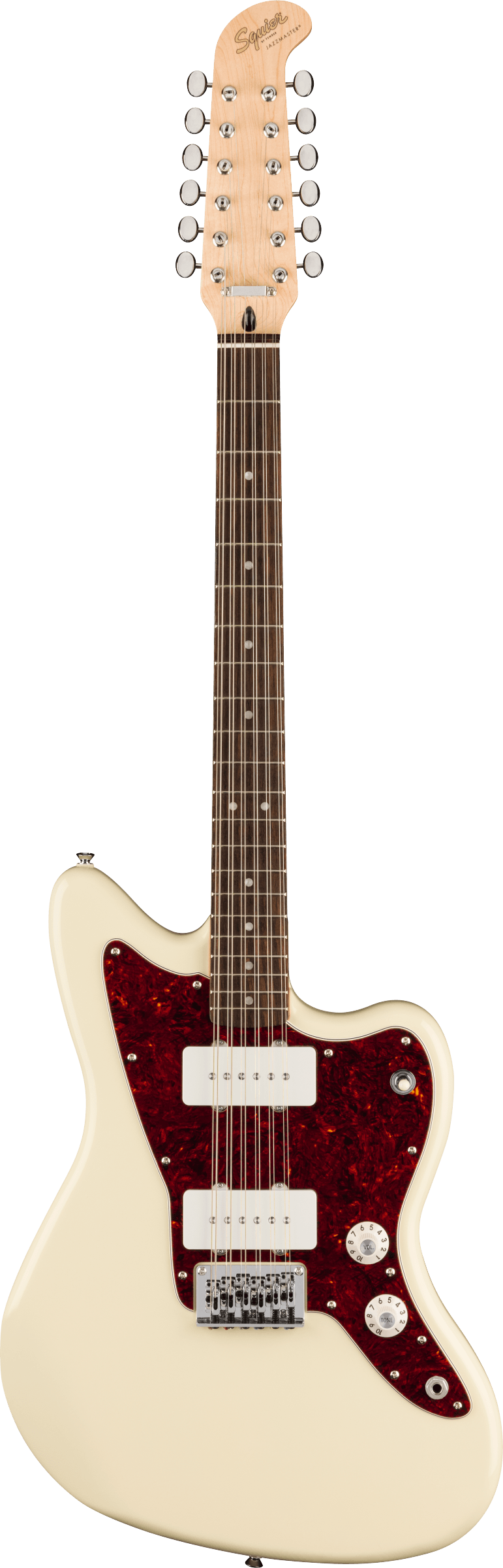 Squier Paranormal Jazzmaster® XII, Laurel Fingerboard, Tortoiseshell Pickguard, Olympic White
