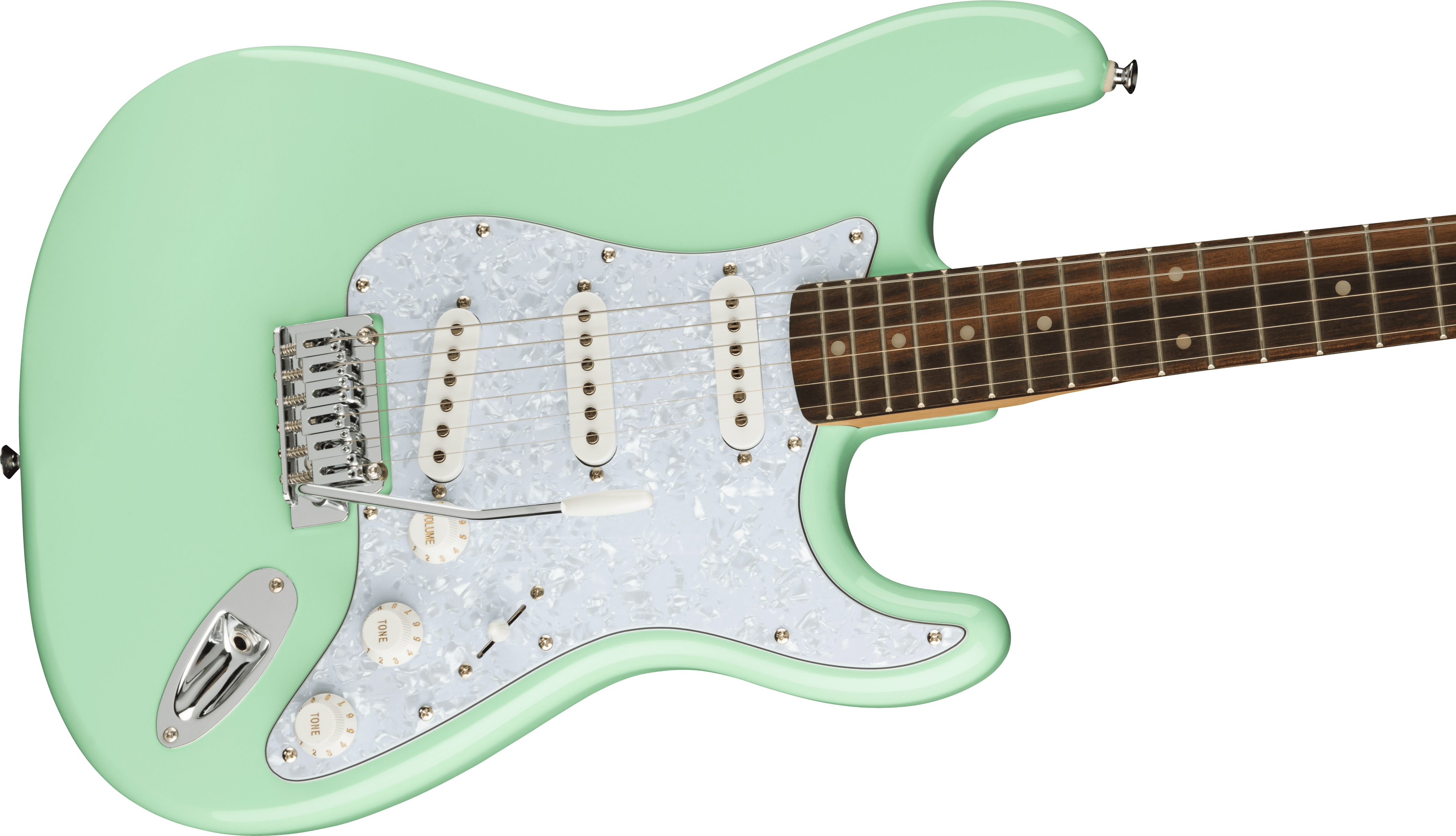 Squier FSR Affinity Series® Stratocaster®, Laurel Fingerboard, White Pearloid Pickguard, Surf Green