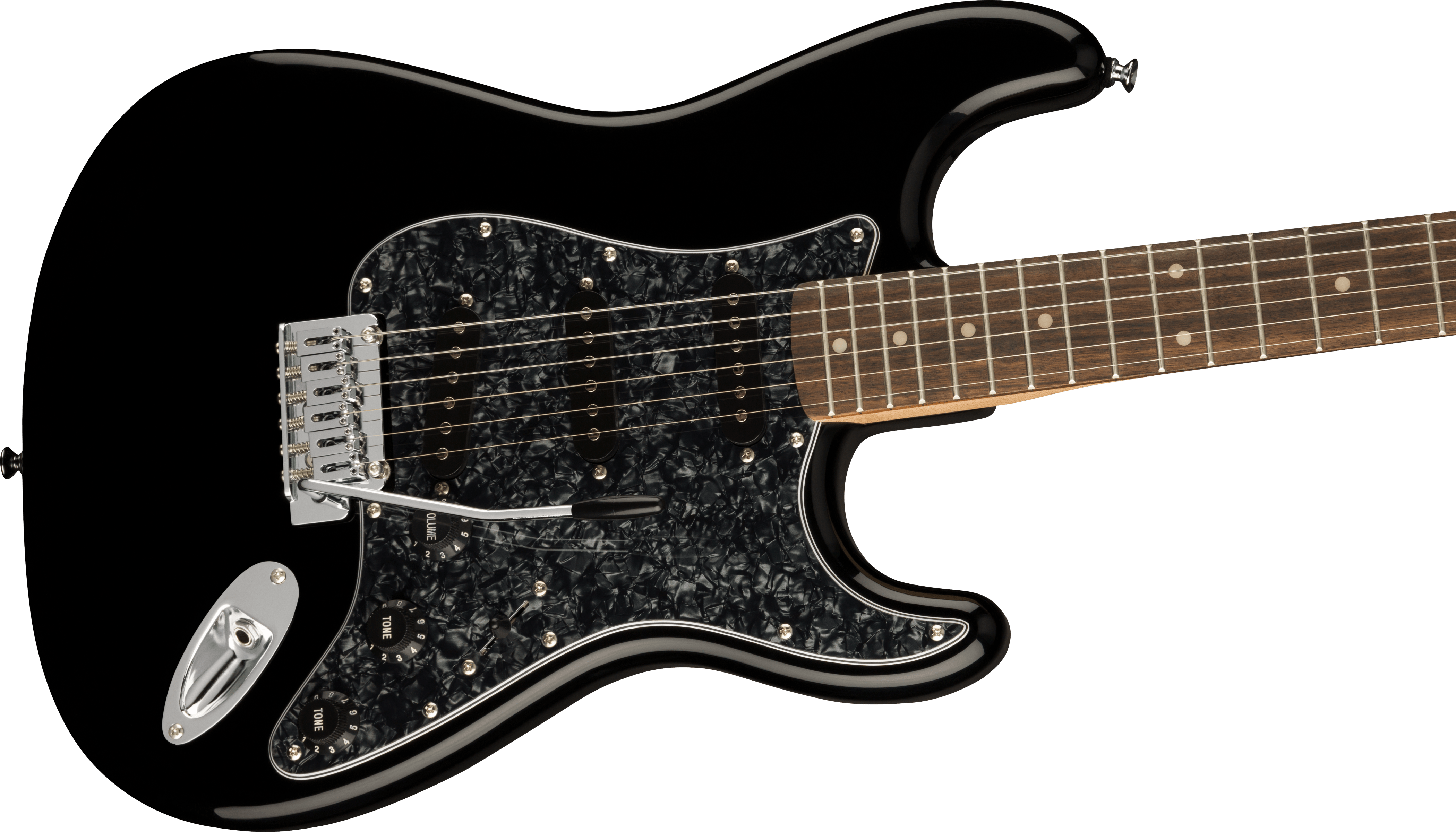 Squier Limited Edition Affinity Series® Stratocaster®, Laurel Fingerboard, Black Pearloid Pickguard, Black
