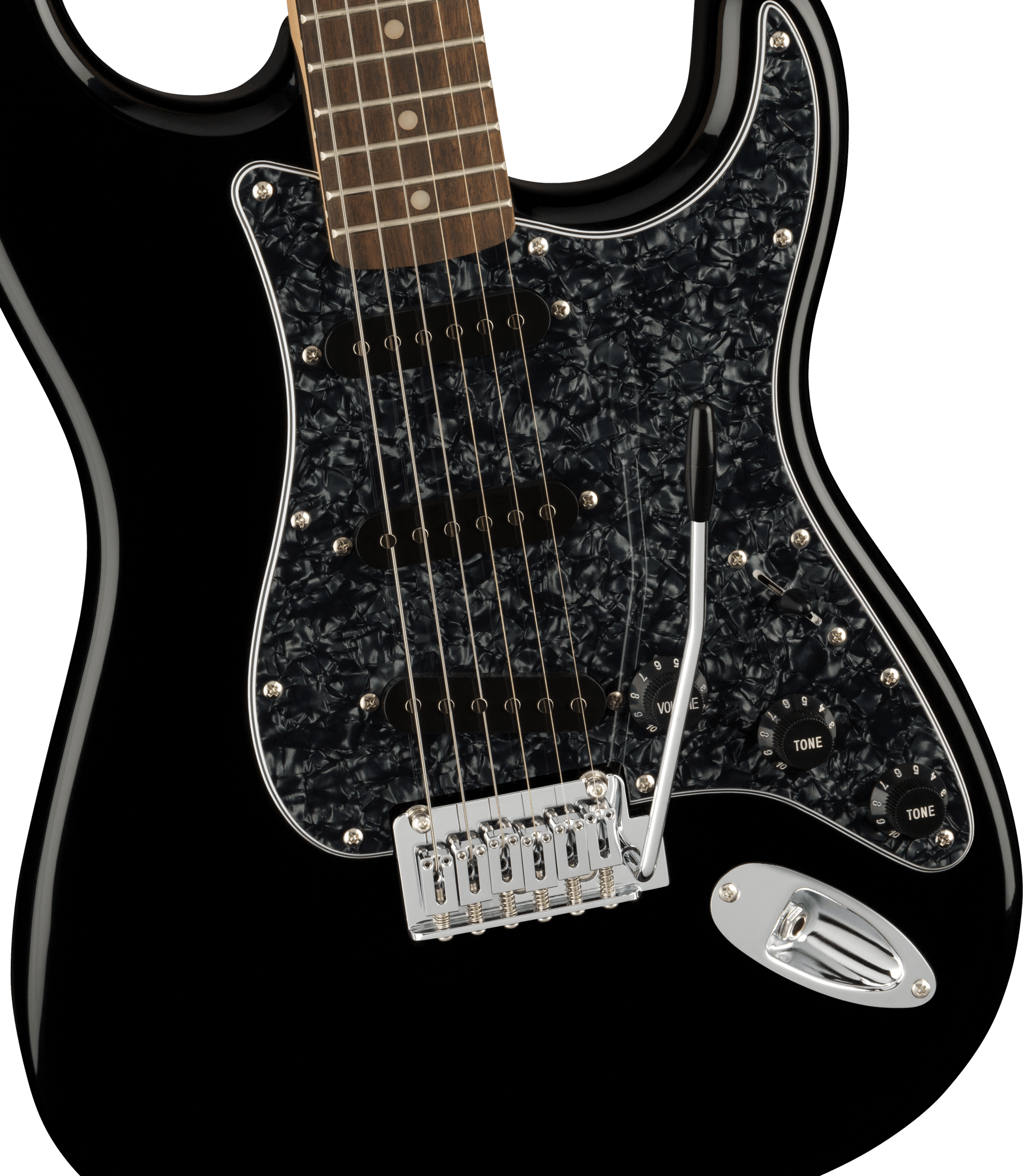 Squier Limited Edition Affinity Series® Stratocaster®, Laurel Fingerboard, Black Pearloid Pickguard, Black