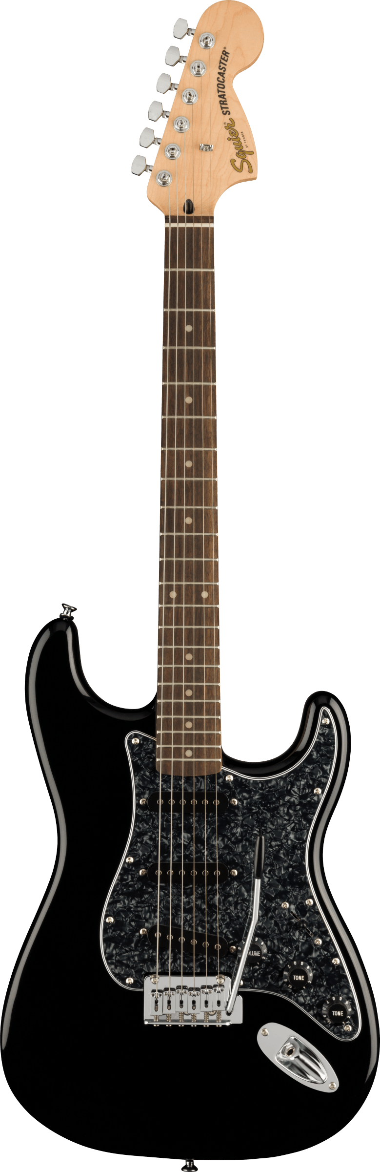 Squier Limited Edition Affinity Series® Stratocaster®, Laurel Fingerboard, Black Pearloid Pickguard, Black