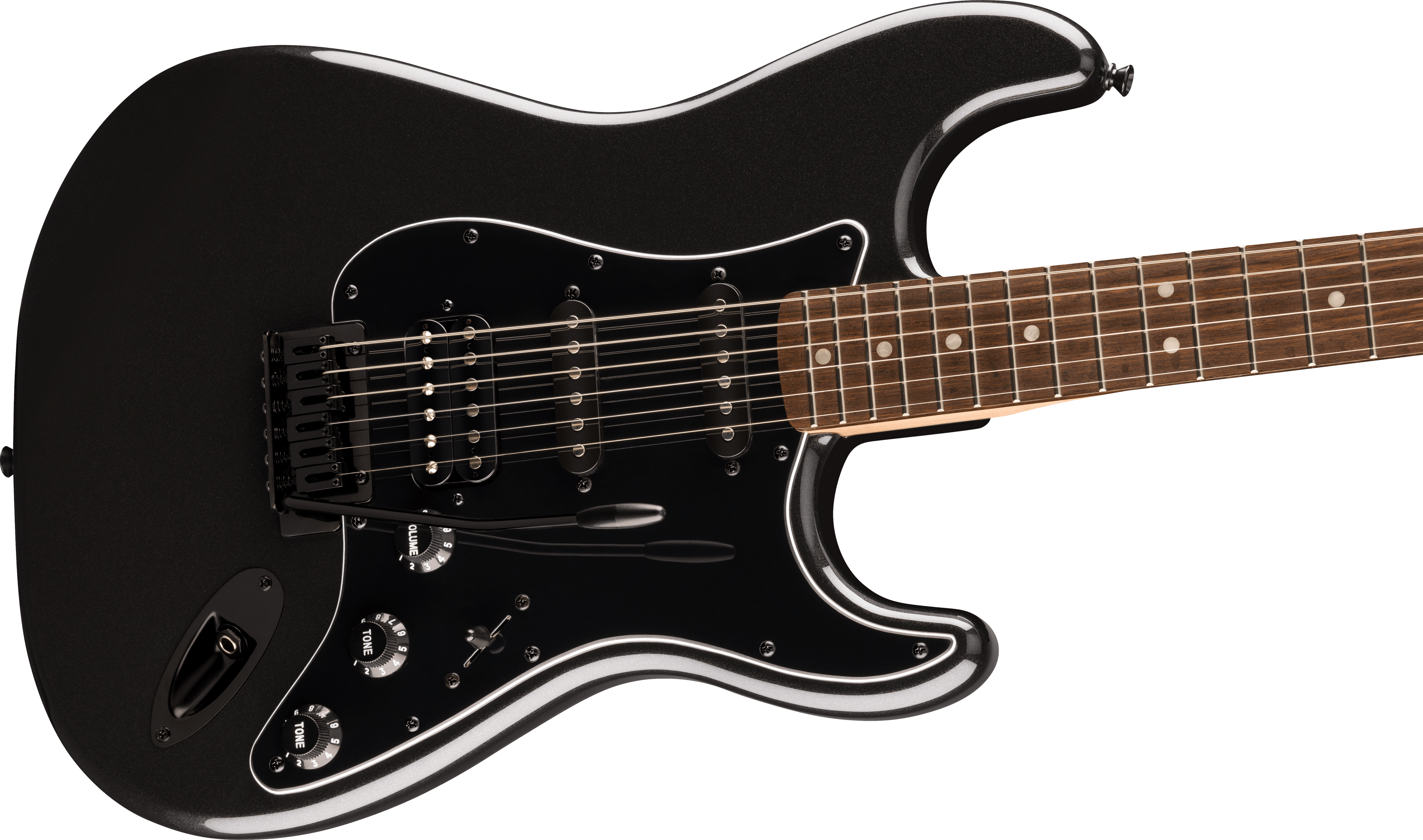 Squier FSR Affinity Series® Stratocaster® HSS, Laurel Fingerboard, Black Pickguard, Black Hardware, Matching Headstock, Metallic Black