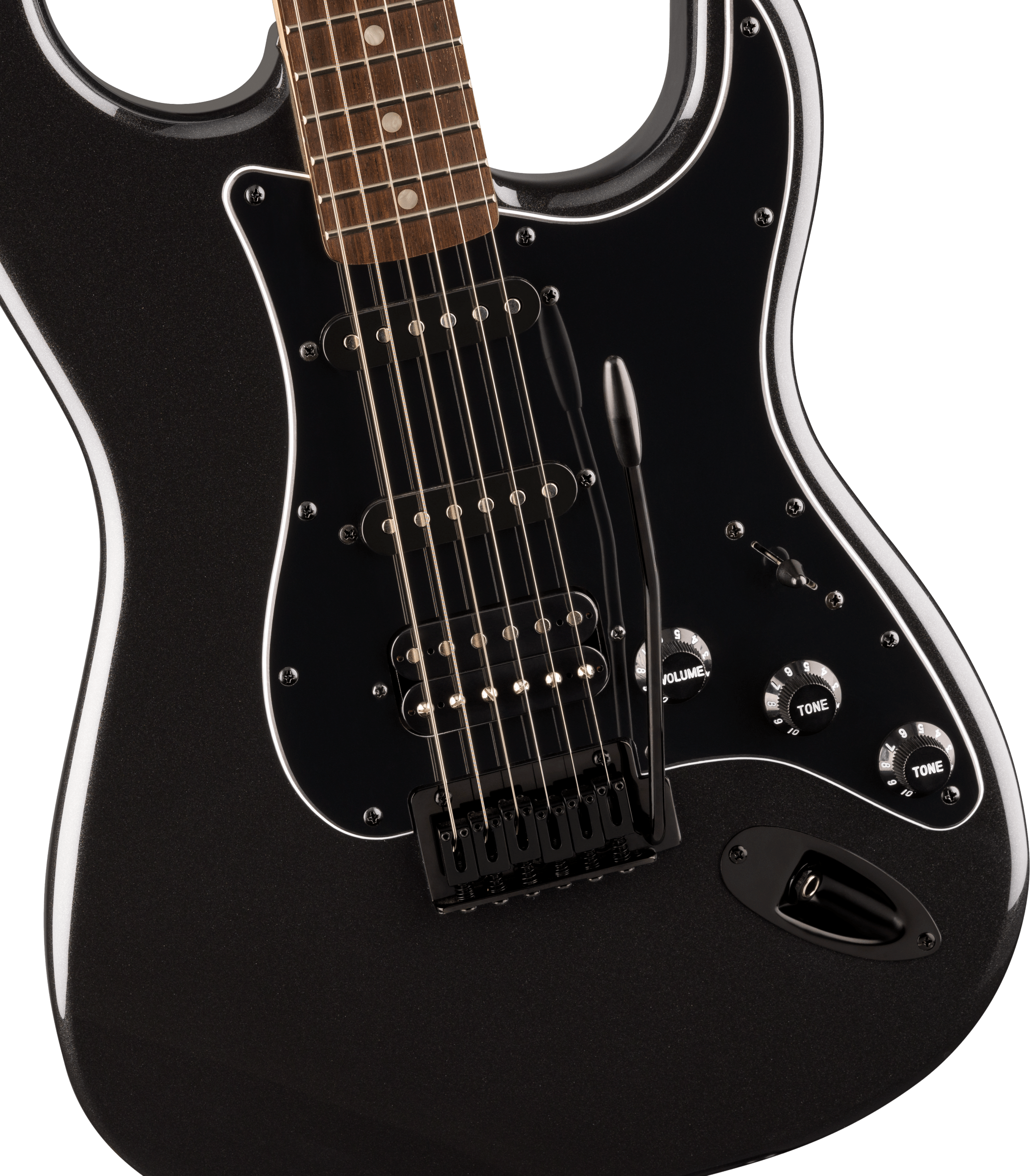 Squier FSR Affinity Series® Stratocaster® HSS, Laurel Fingerboard, Black Pickguard, Black Hardware, Matching Headstock, Metallic Black