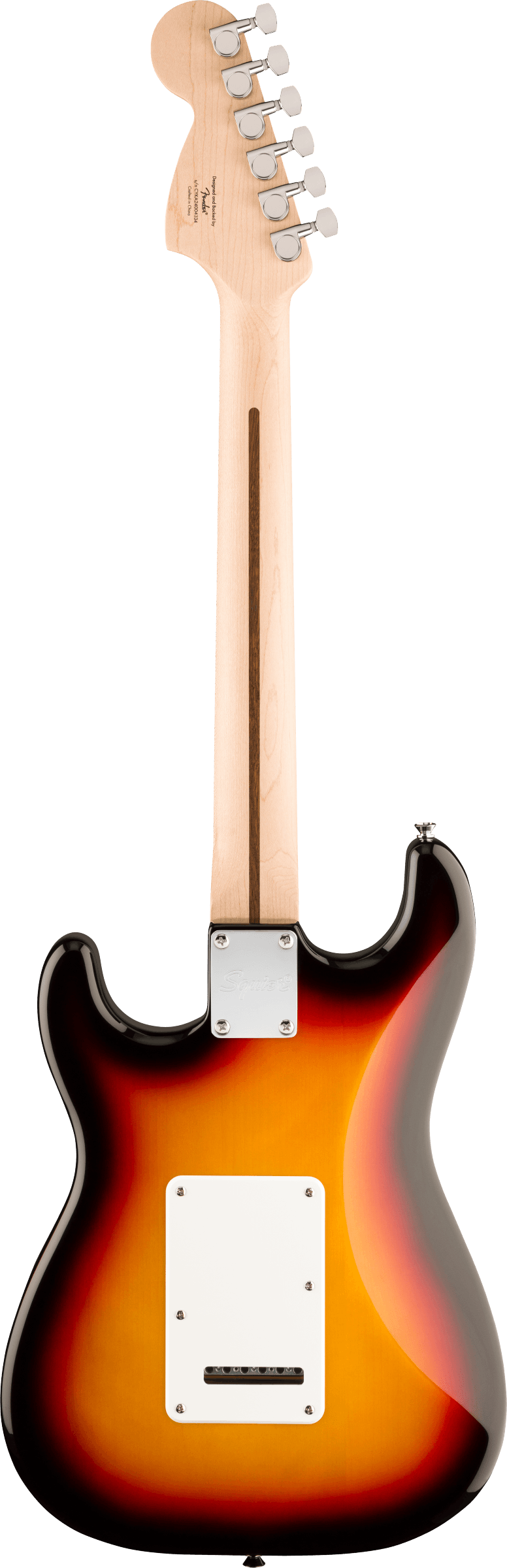 Squier Affinity Series® Stratocaster® Junior HSS, Laurel Fingerboard, White Pickguard, 3-Color Sunburst