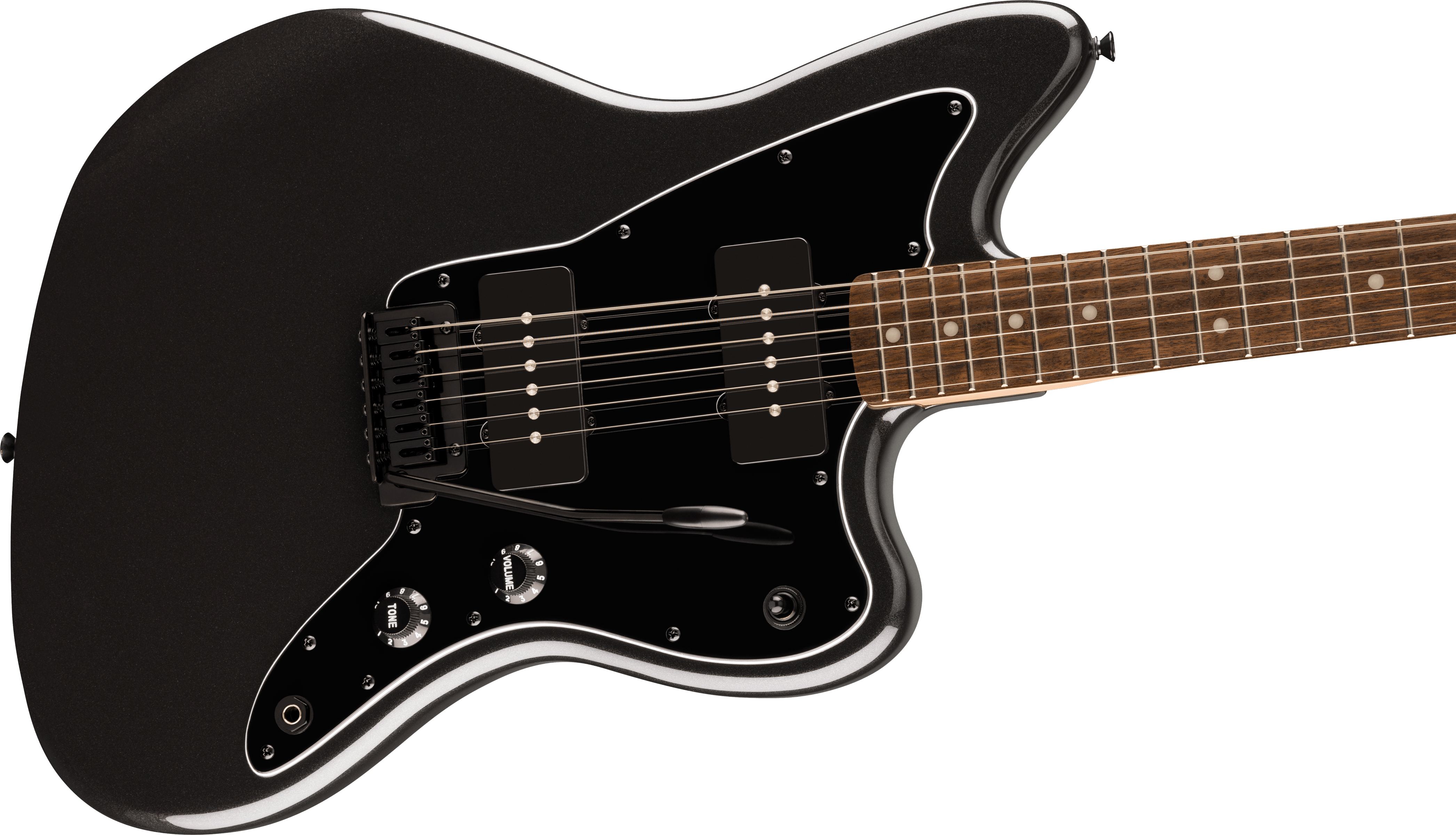 Squier FSR Affinity Series® Jazzmaster®, Laurel Fingerboard, Black Pickguard, Black Hardware, Matching Headstock, Metallic Black