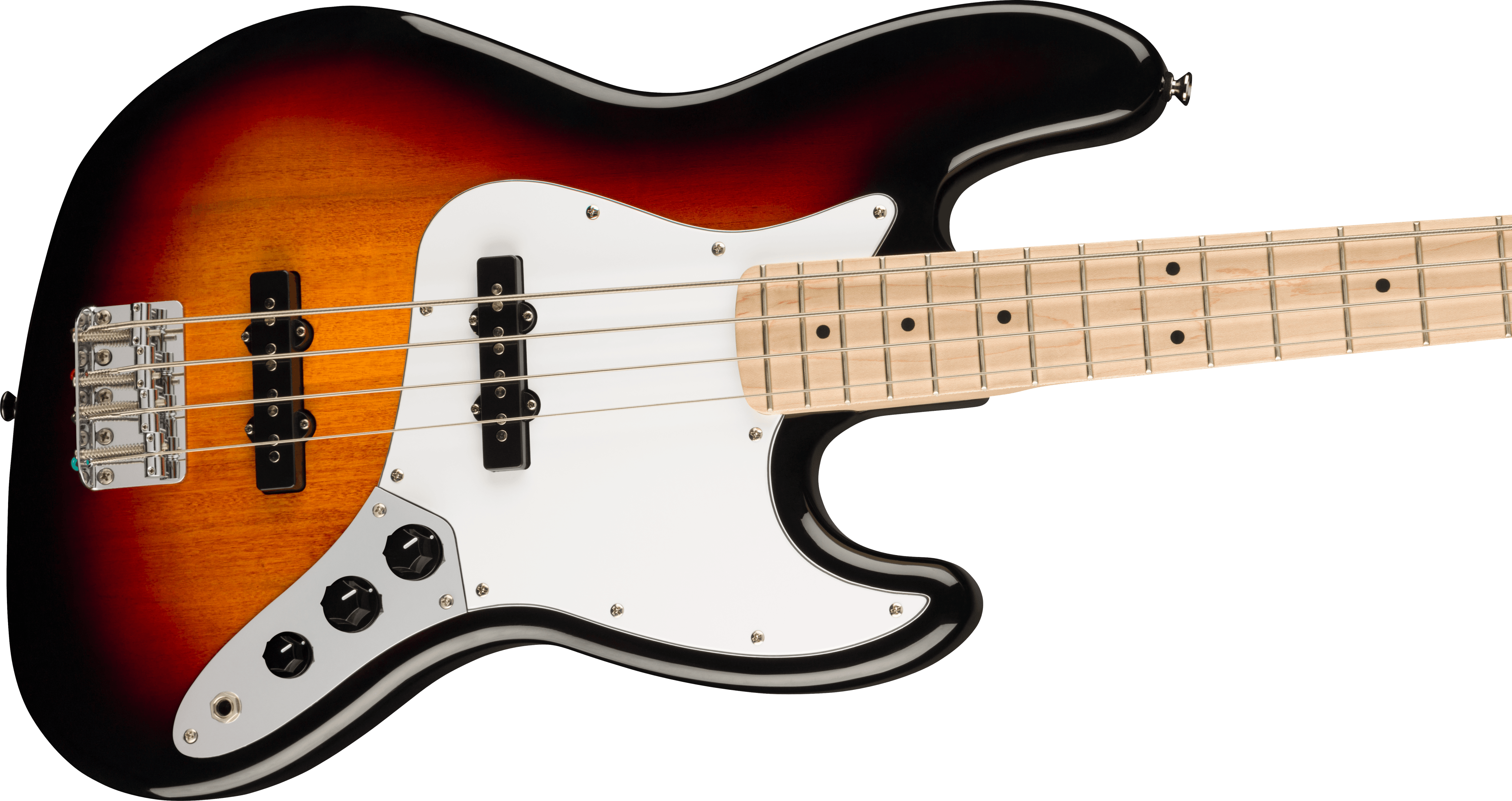 Squier Affinity Series™ Jazz Bass®, Maple Fingerboard, White Pickguard, 3-Color Sunburst