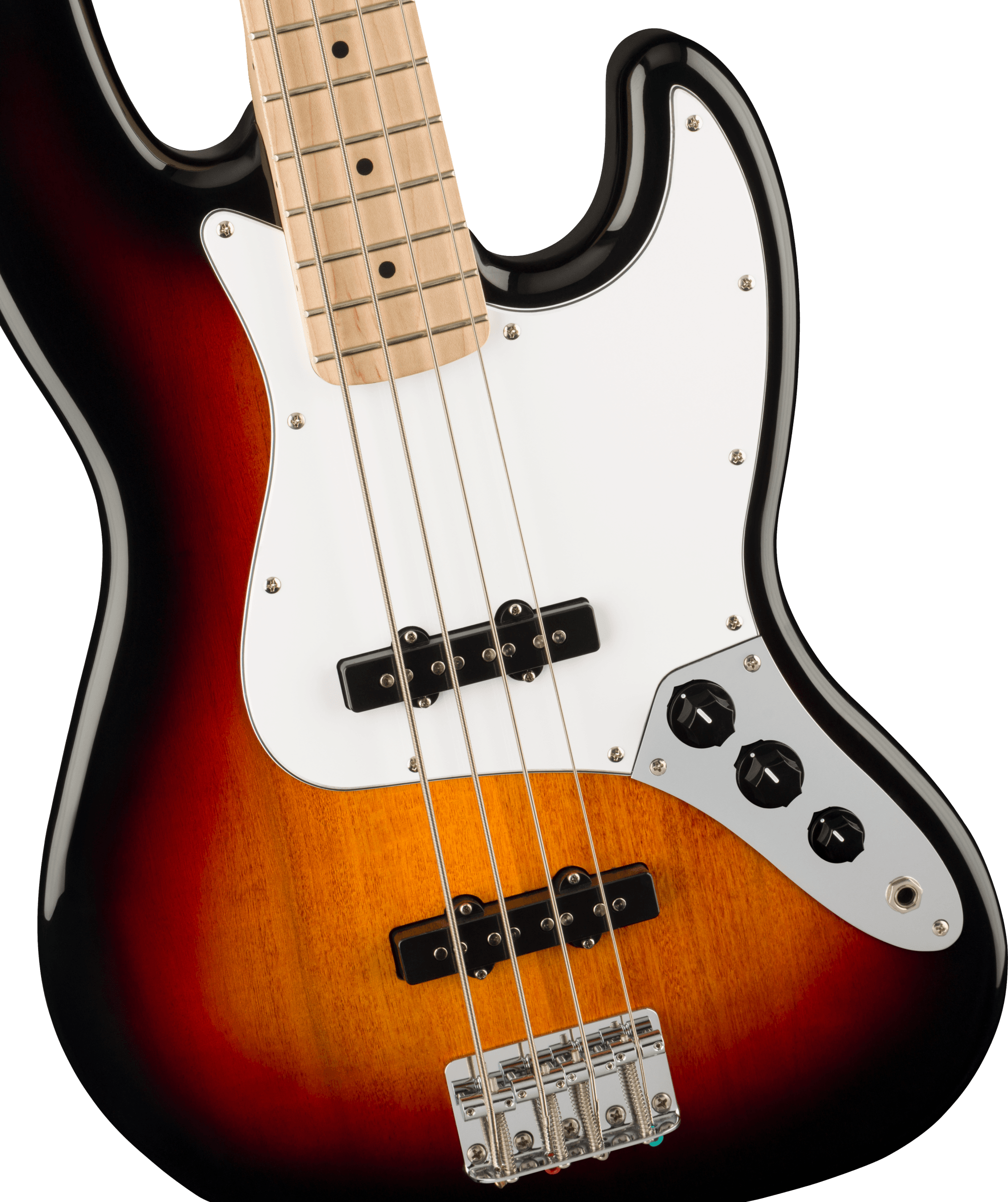 Squier Affinity Series™ Jazz Bass®, Maple Fingerboard, White Pickguard, 3-Color Sunburst