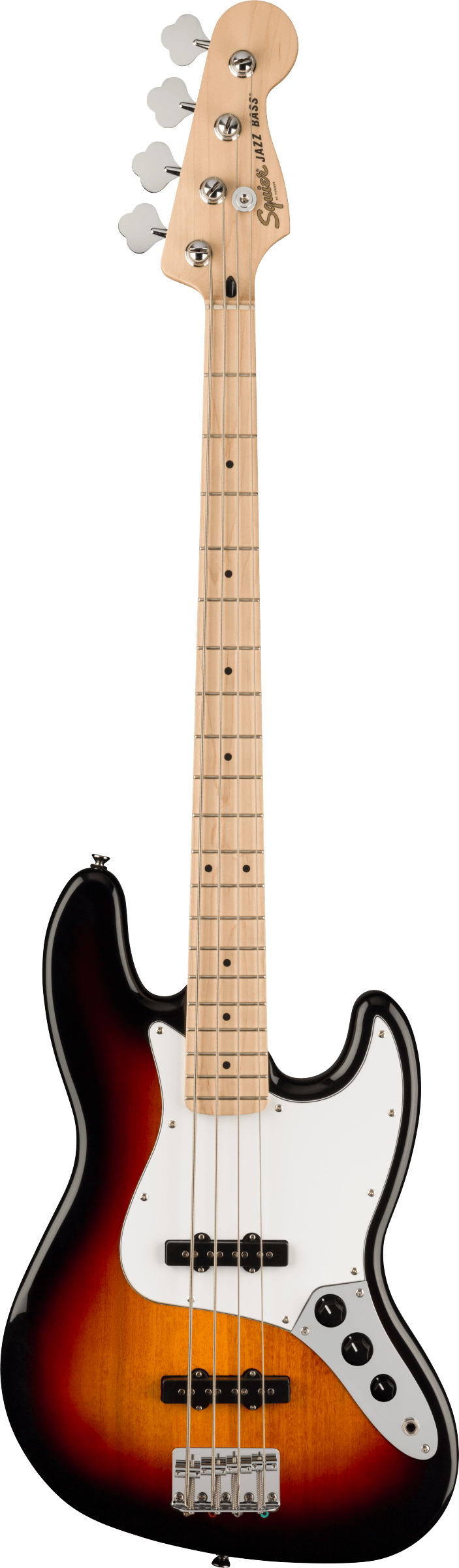 Squier Affinity Series™ Jazz Bass®, Maple Fingerboard, White Pickguard, 3-Color Sunburst
