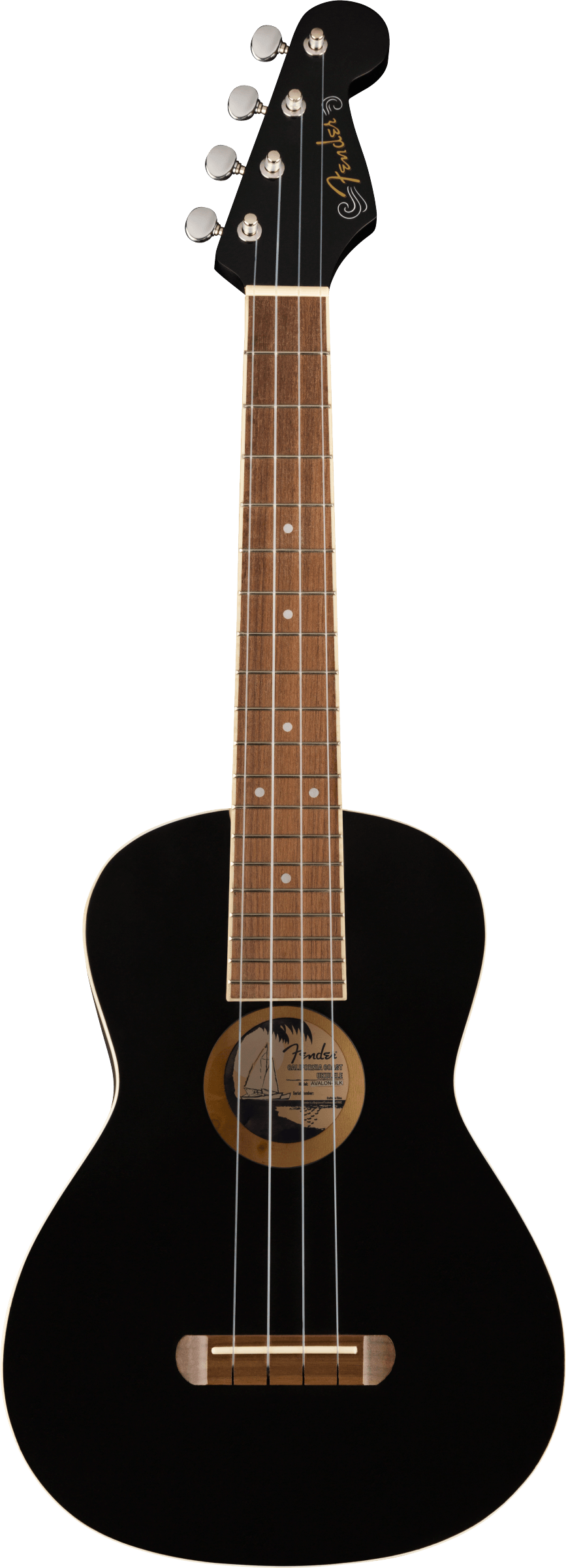 Fender Avalon Tenor Ukulele, Walnut Fingerboard, Black