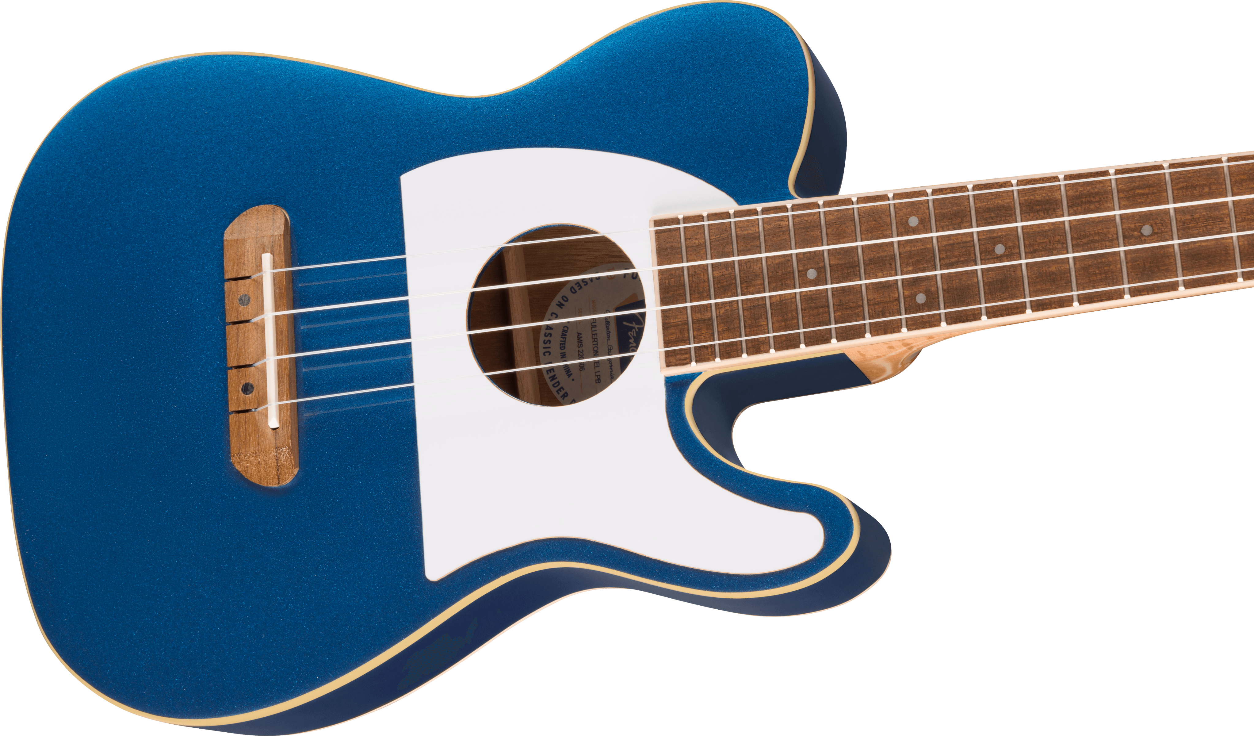 Fender Fullerton Tele® Uke, Walnut Fingerboard, White Pickguard, Lake Placid Blue