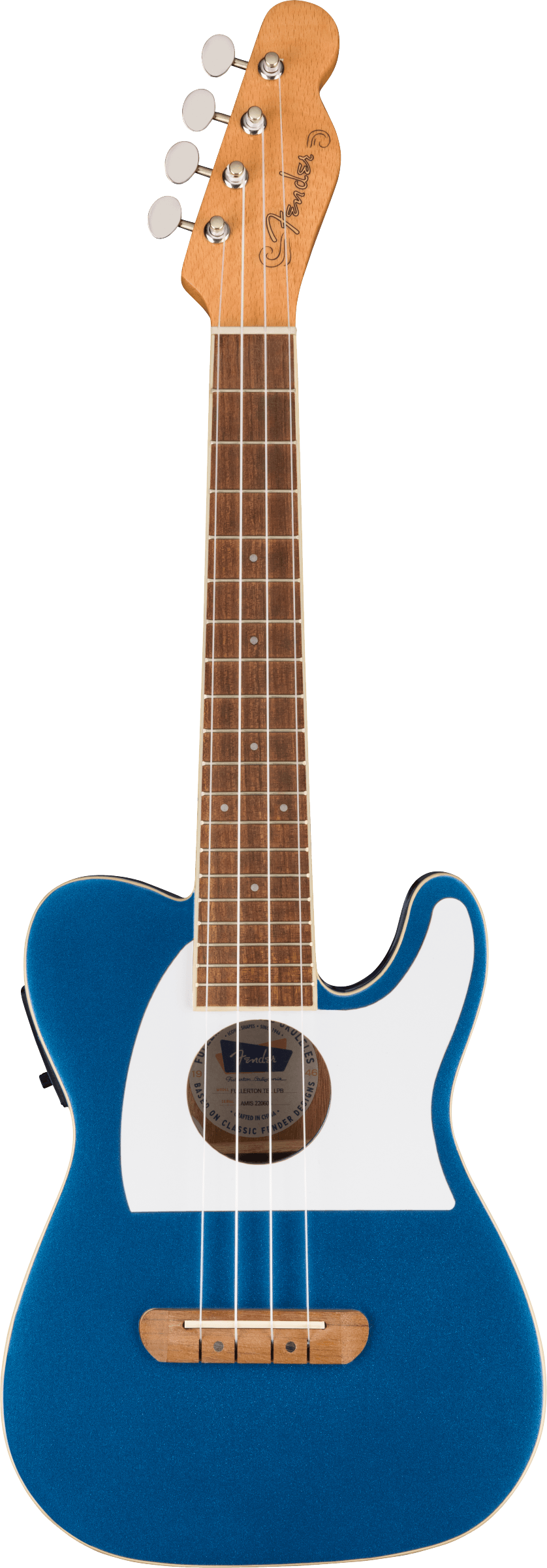 Fender Fullerton Tele® Uke, Walnut Fingerboard, White Pickguard, Lake Placid Blue