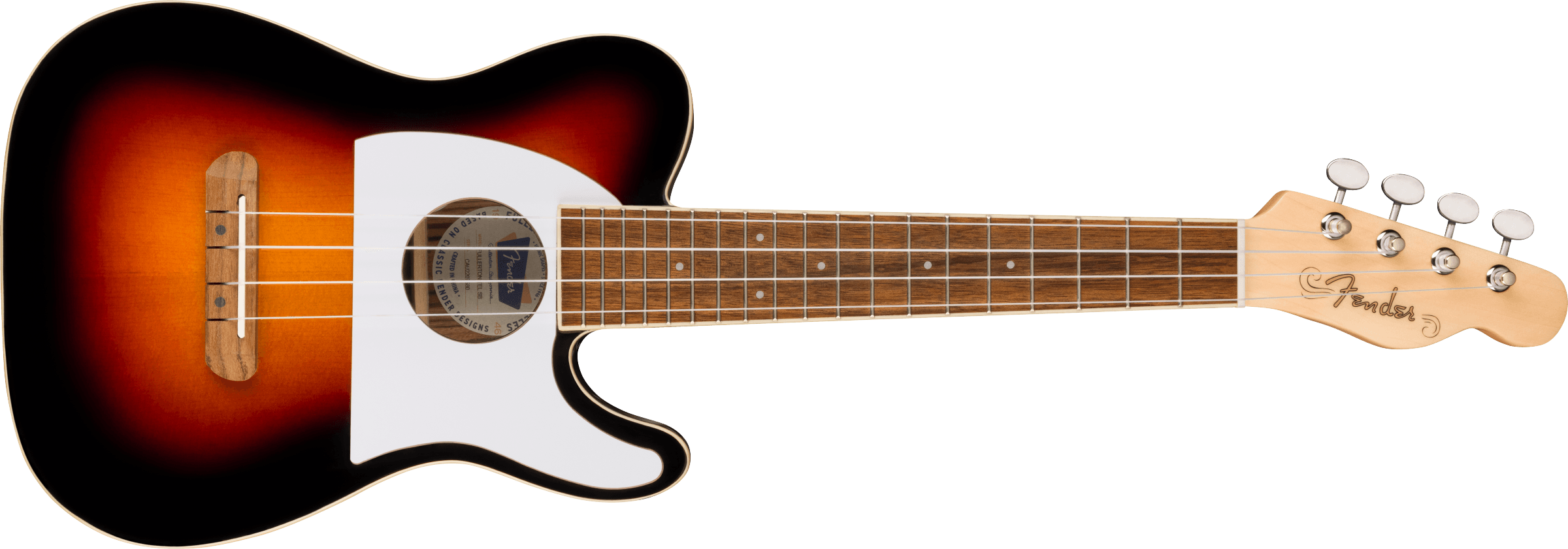 Fender Fullerton Tele® Uke, Walnut Fingerboard, White Pickguard, 2-Color Sunburst