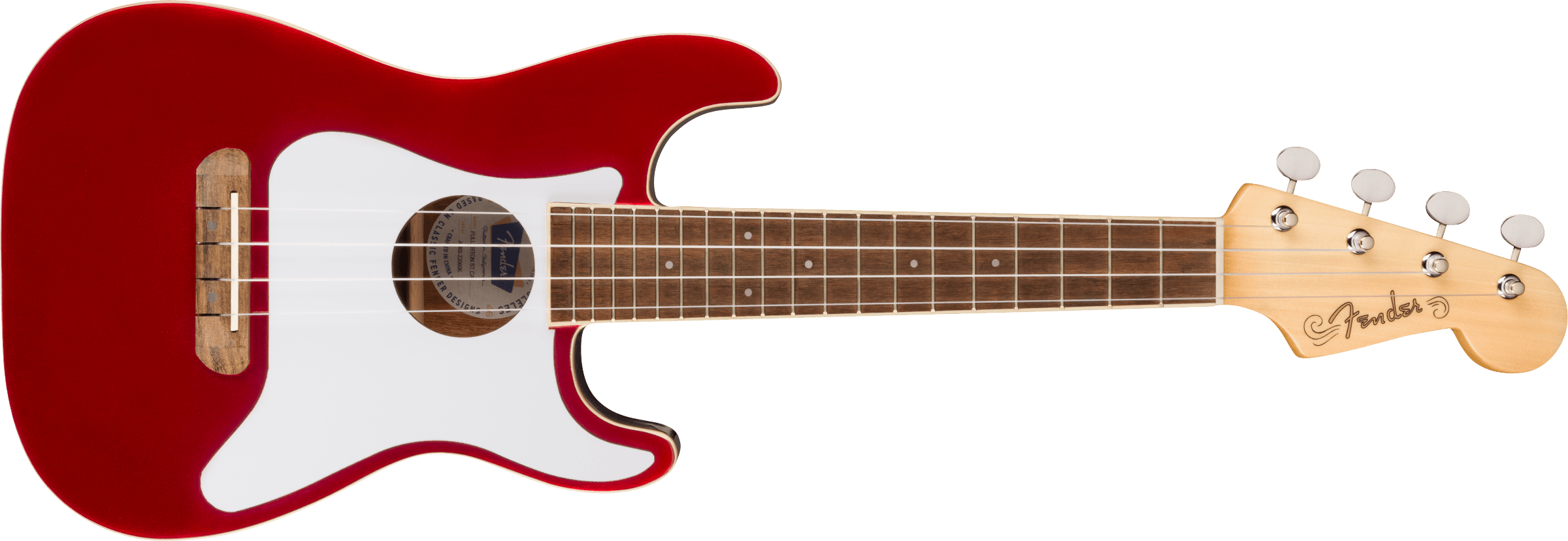 Fender Fullerton Strat® Uke, Walnut Fingerboard, White Pickguard Candy Apple Red