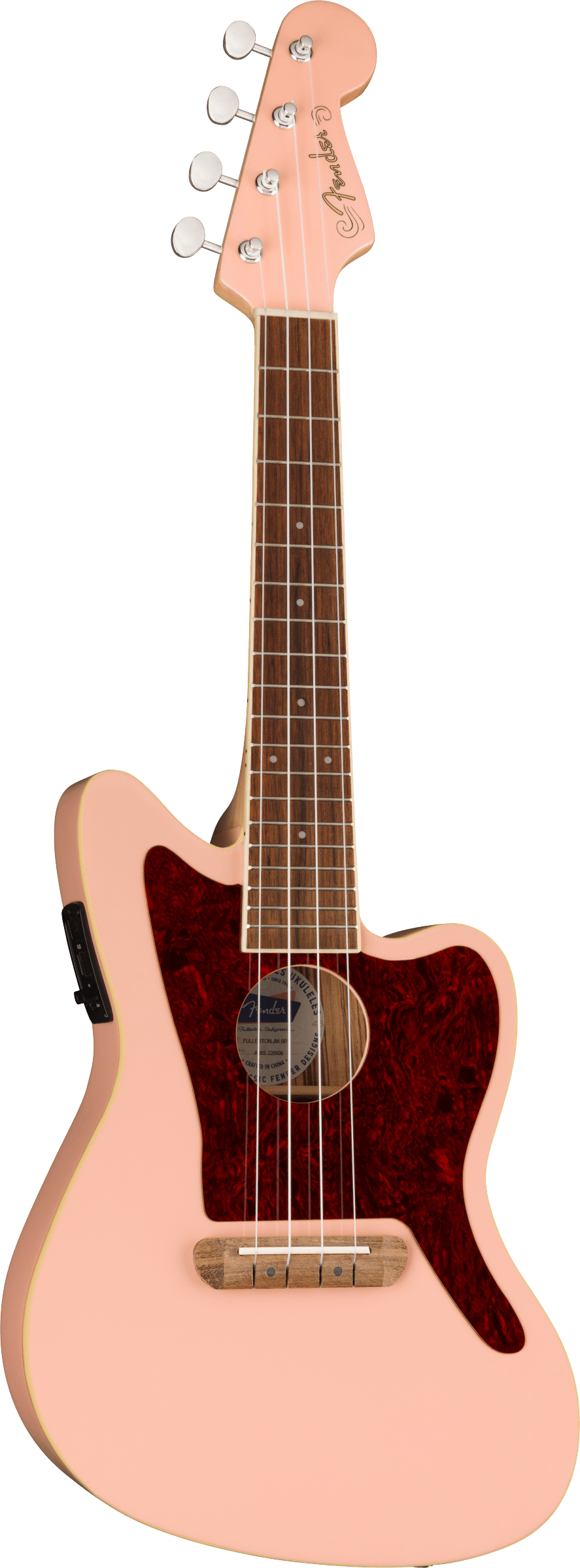 Fender Fullerton Jazzmaster® Uke, Walnut Fingerboard, Tortoiseshell Pickguard, Shell Pink