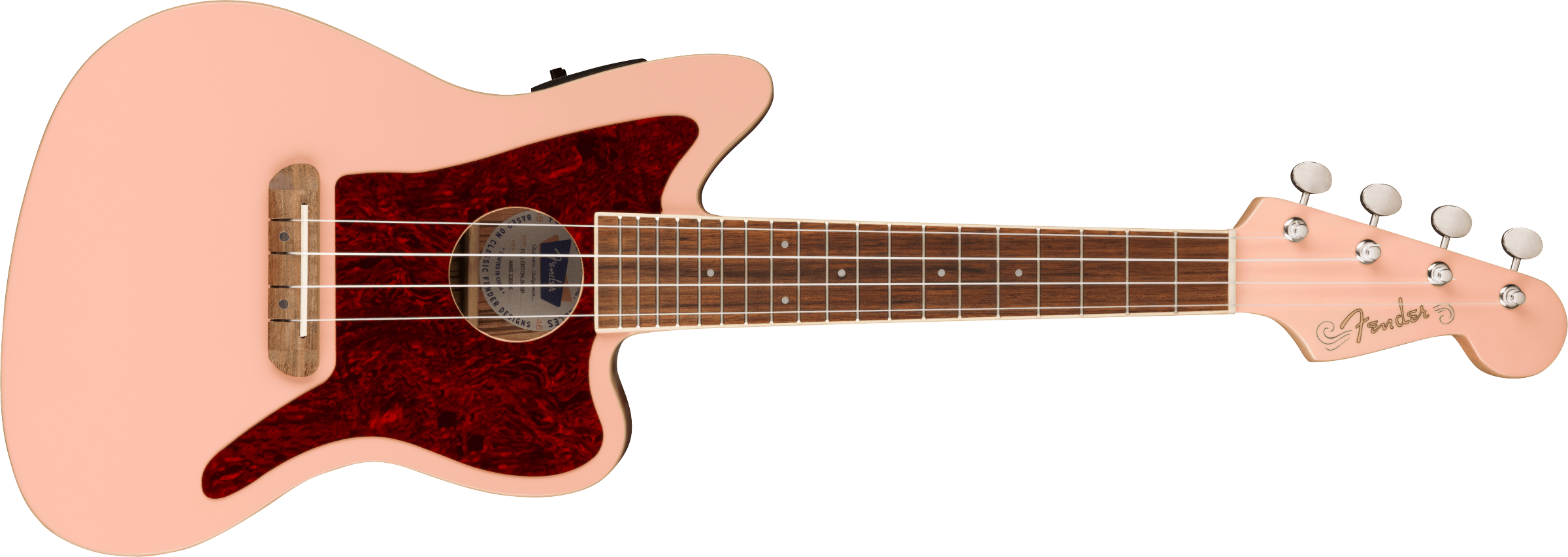 Fender Fullerton Jazzmaster® Uke, Walnut Fingerboard, Tortoiseshell Pickguard, Shell Pink