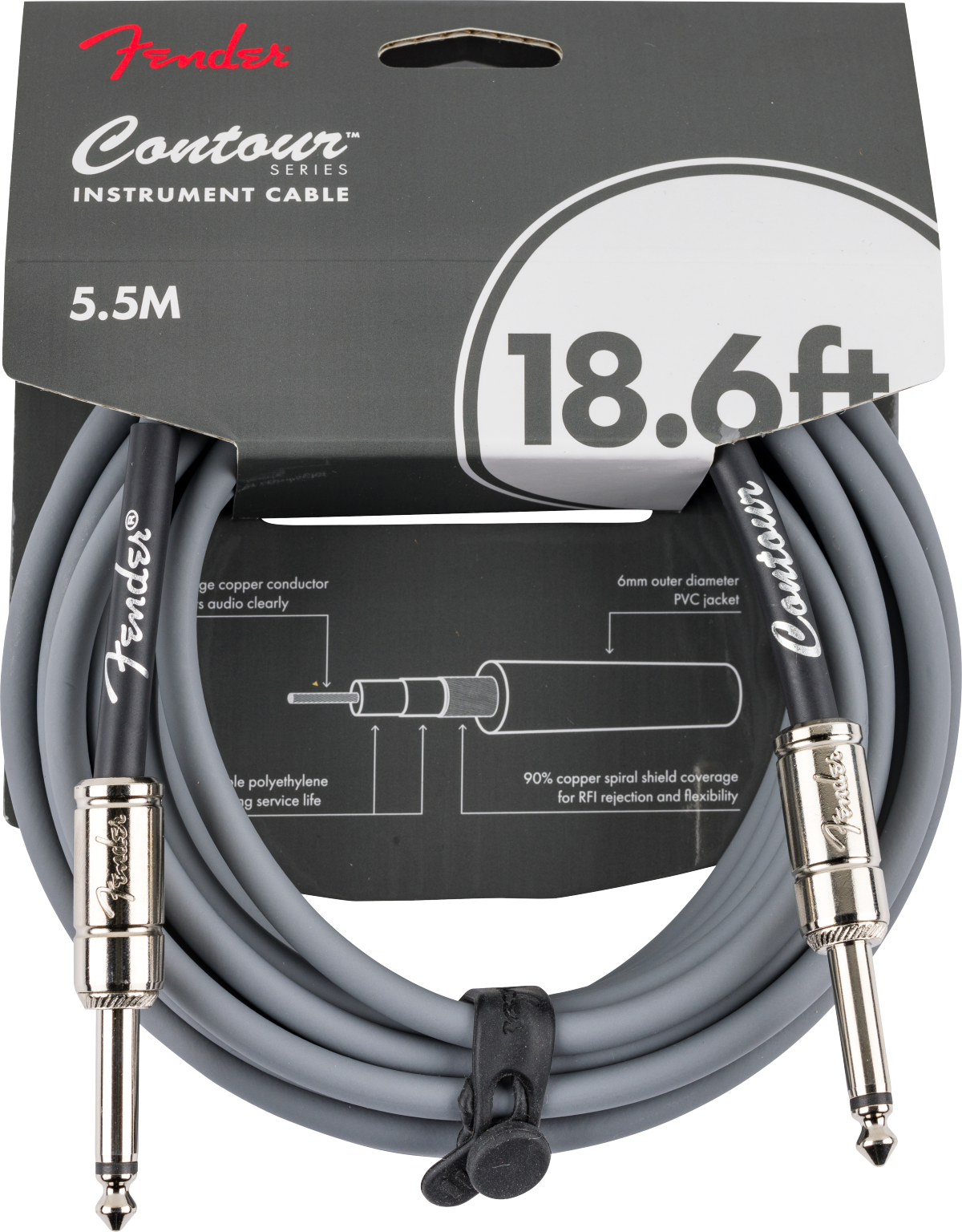 Fender Contour™ Instrument Cable, Inca Silver, 18.6'