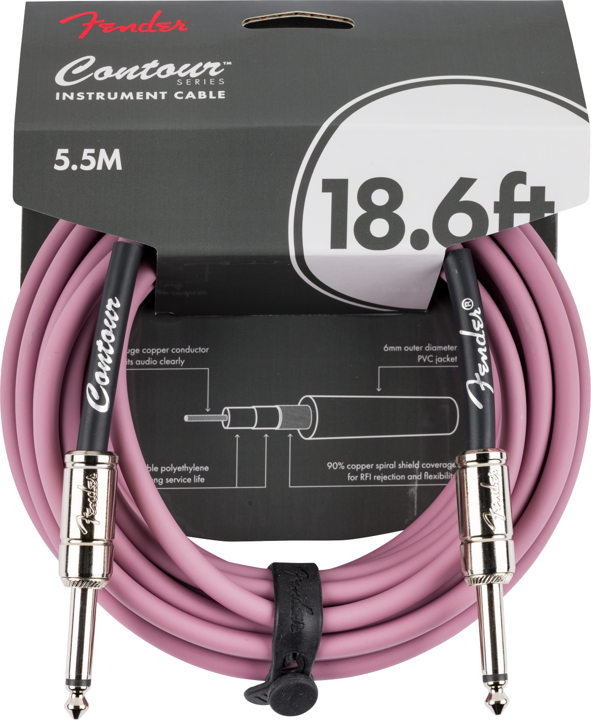 Fender Contour™ Instrument Cable, Burgundy Mist, 18.6'