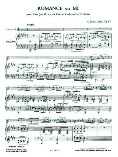 Saint-Saëns: Romance in E Major, Op. 67 for Horn (or Cello)