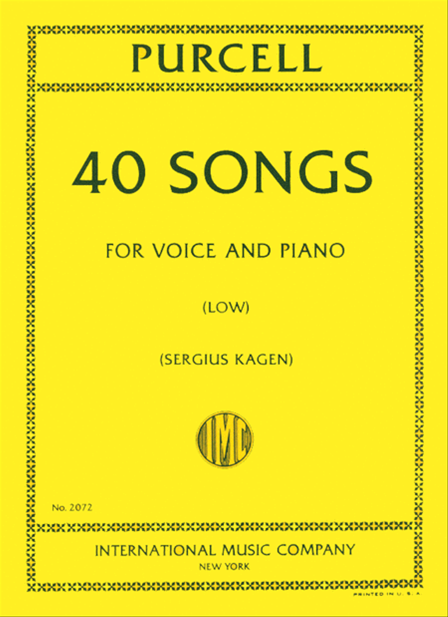 Purcell: 40 Songs for Voice and Piano (Low Voice)
