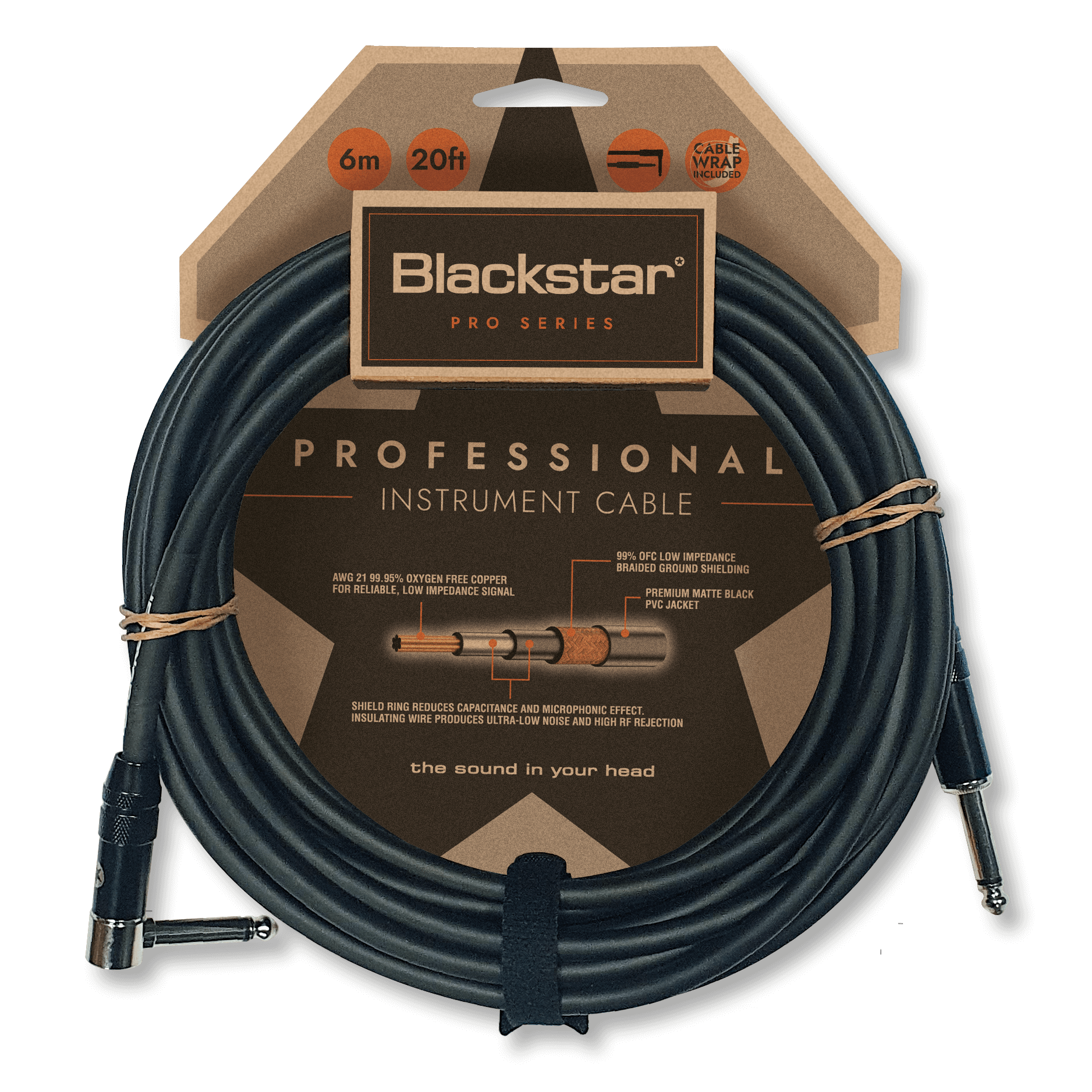 Blackstar Professional Instrument Cable (6m, straight to angled)