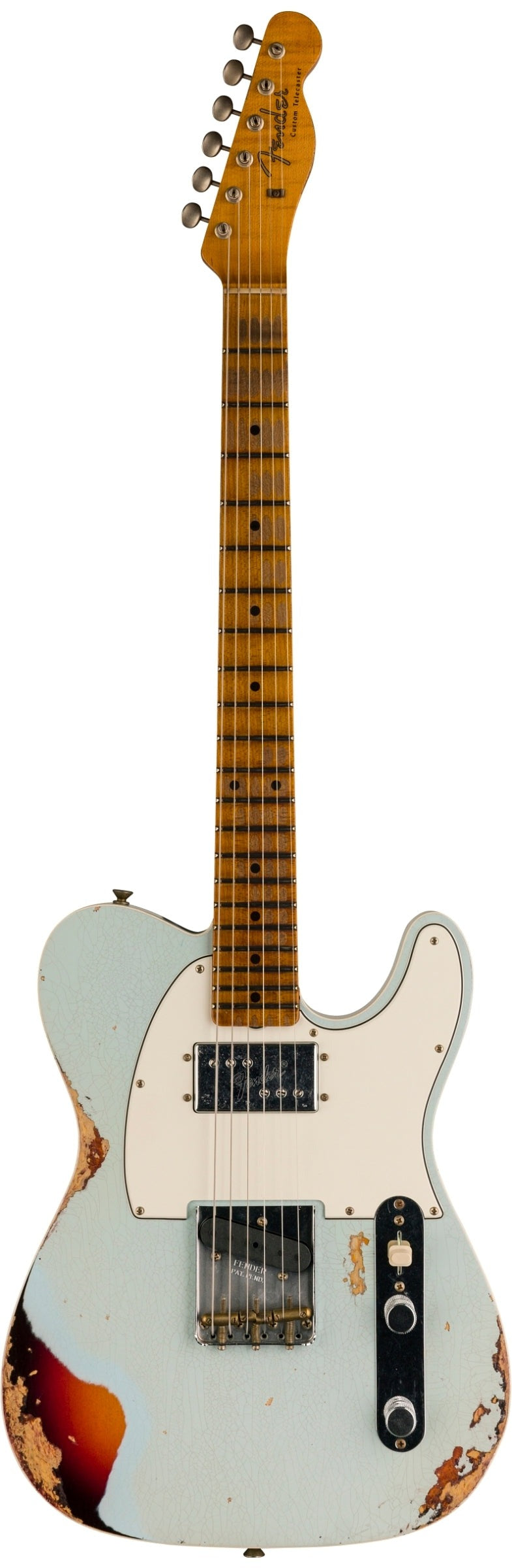 FENDER LIMITED EDITION RED HOT CUNIFE® TELE® - HEAVY RELIC®, AGED SONIC BLUE OVER CHOCOLATE 3-COLOR SUNBURST