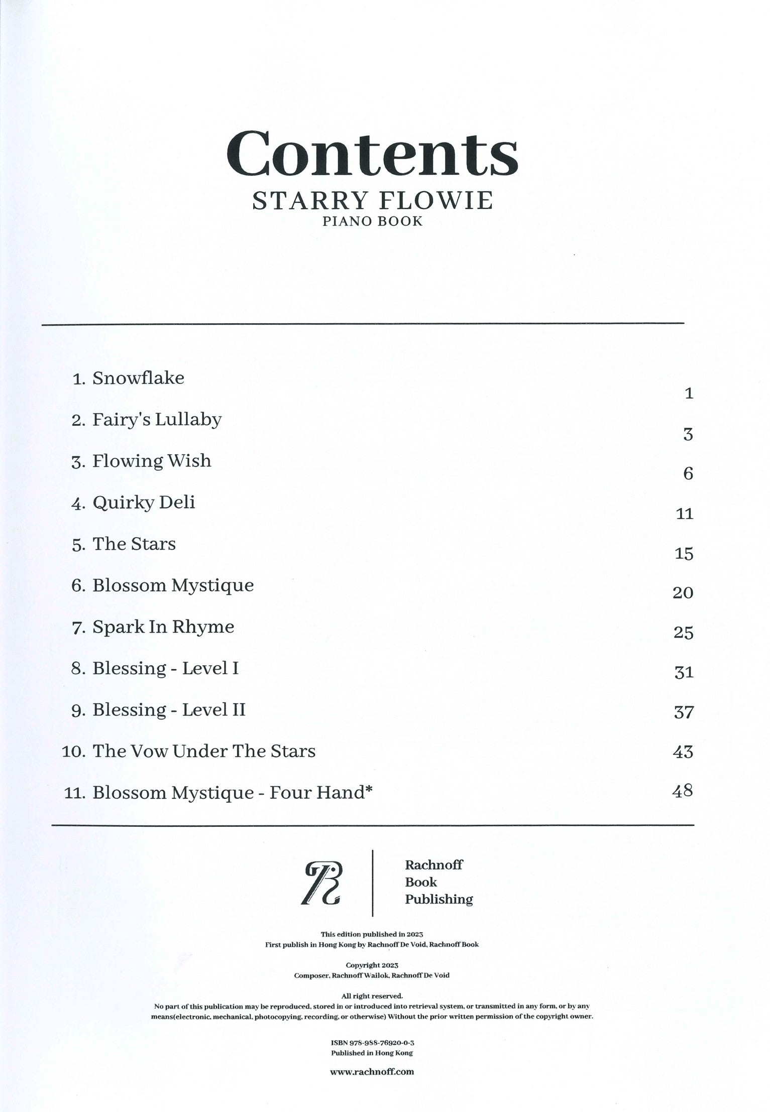 Starry Flowie Easy Piano Score