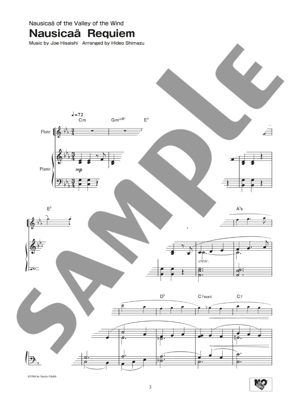 Studio Ghibli Songs Flute And Piano Vol.1 (ENG) New Edition 宮崎駿 吉卜力動畫歌選長笛附鋼琴伴奏譜 1 新版