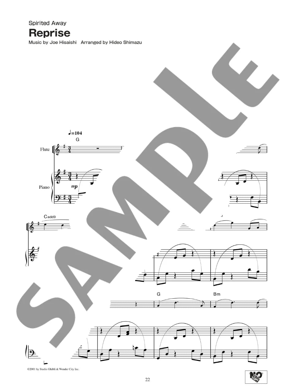Studio Ghibli Songs Flute And Piano Vol.1 (ENG) New Edition 宮崎駿 吉卜力動畫歌選長笛附鋼琴伴奏譜 1 新版