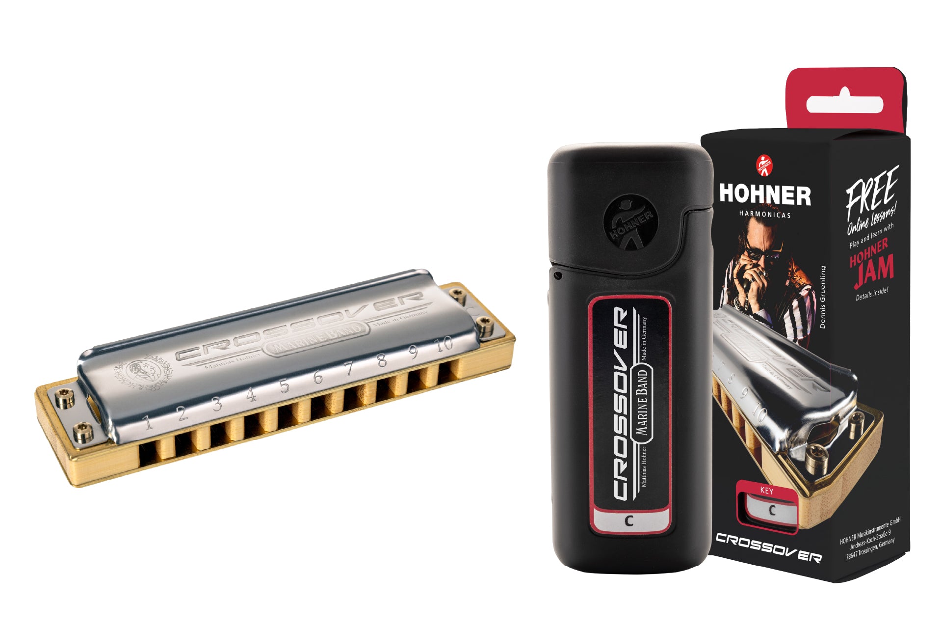 [新設計琴盒] Hohner Marine Band Crossover 10孔全音階口琴 (多音調選擇)