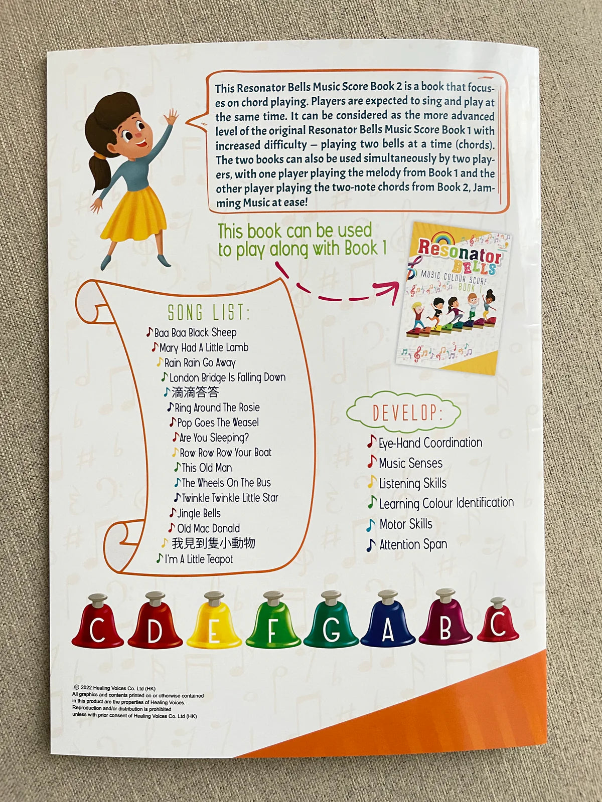 鋼片琴樂譜(第二冊) Resonator Bells Music Colour Score Book 2 (Chords)