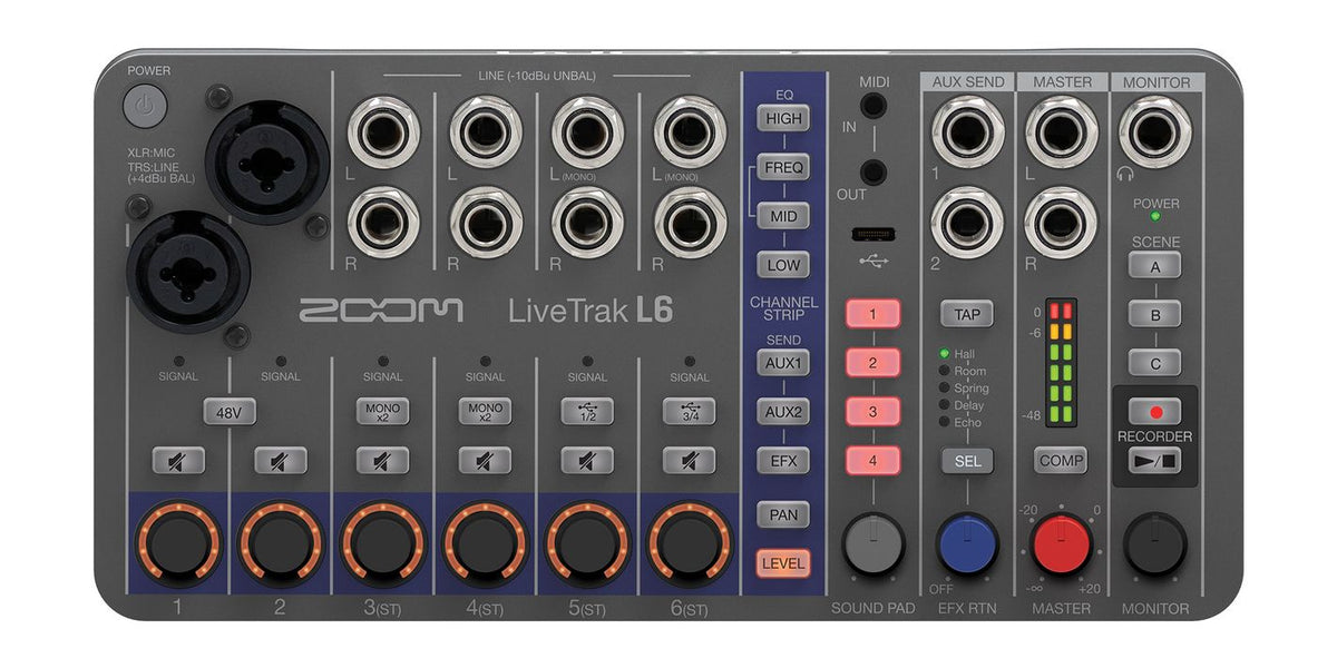 Zoom LiveTrak L6 Digital Mixer + Recorder — Tom Lee Music
