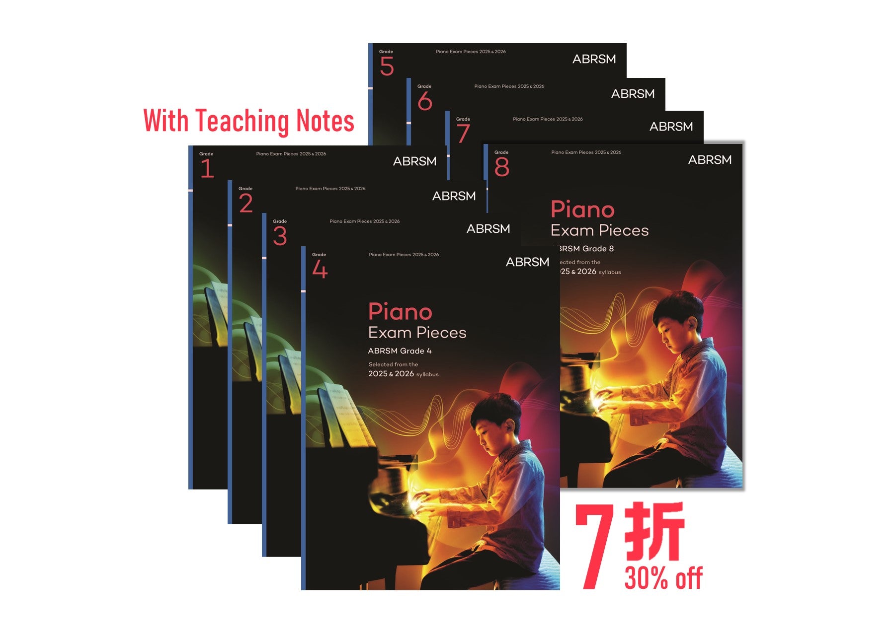 (Package) ABRSM 2025-26 Piano Exam Pieces Grade 1 - 8 with Teaching Notes