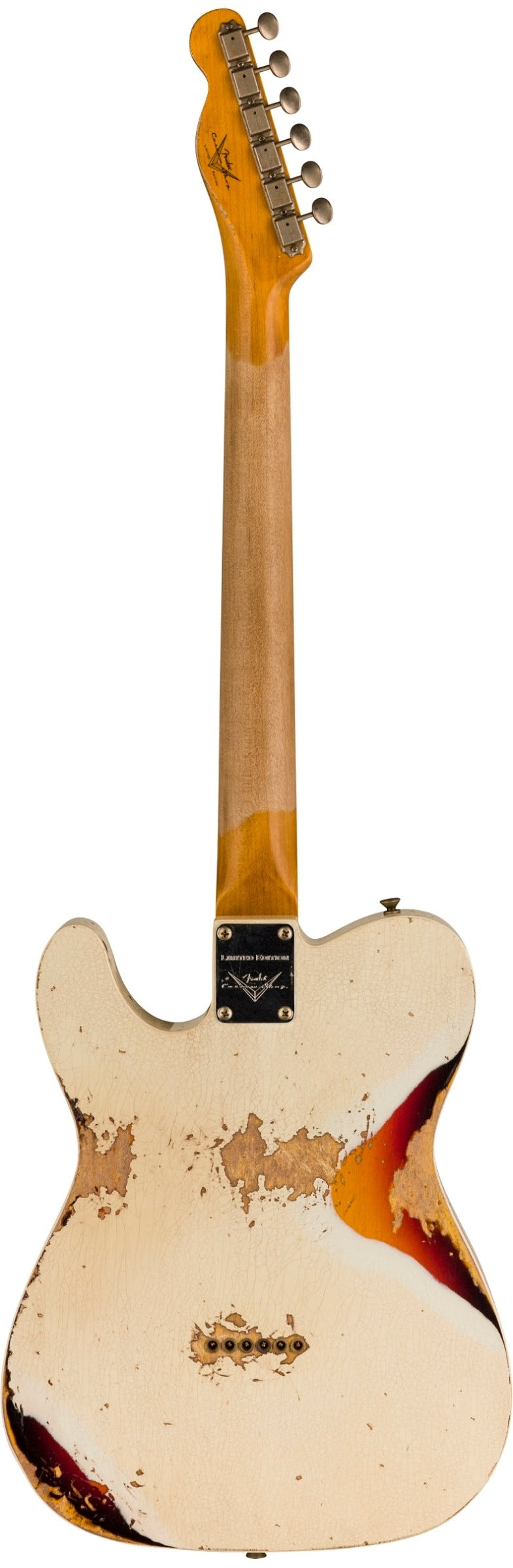 FENDER LIMITED EDITION REVERSE '60 TELE® CUSTOM - HEAVY RELIC®, AGED OLYMPIC WHITE OVER 3-COLOR SUNBURST