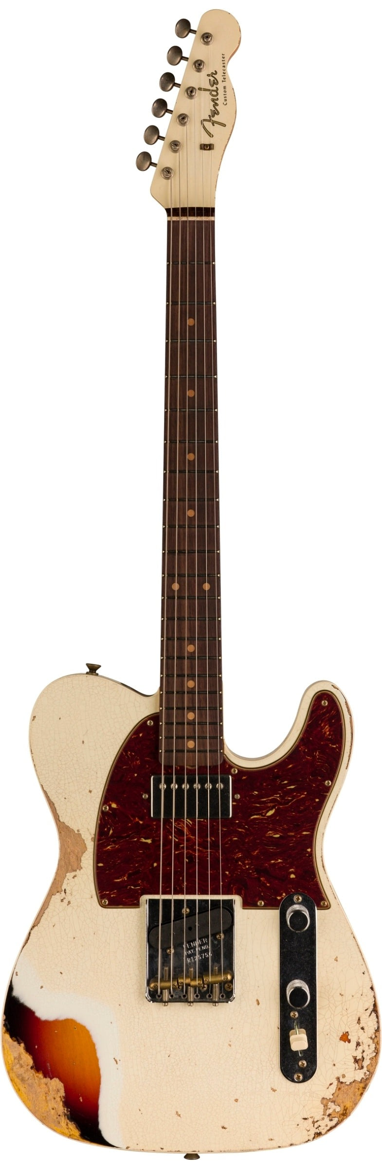 FENDER LIMITED EDITION REVERSE '60 TELE® CUSTOM - HEAVY RELIC®, AGED OLYMPIC WHITE OVER 3-COLOR SUNBURST
