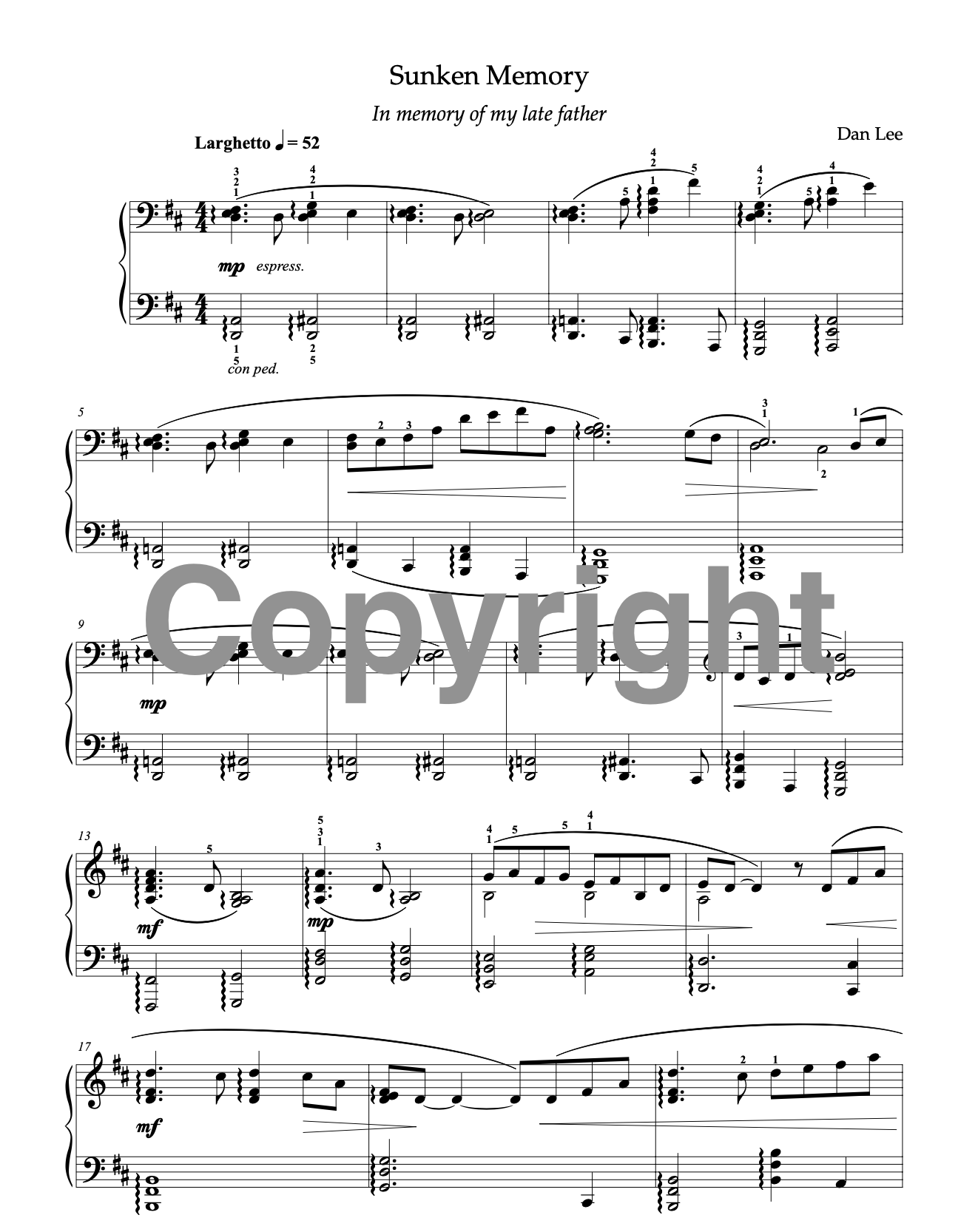 Dan Lee:《The Sunken Memory》鋼琴小品集 Piano Score
