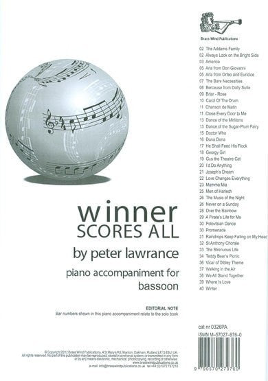 Winner Scores All Piano Accompaniment for Bassoon