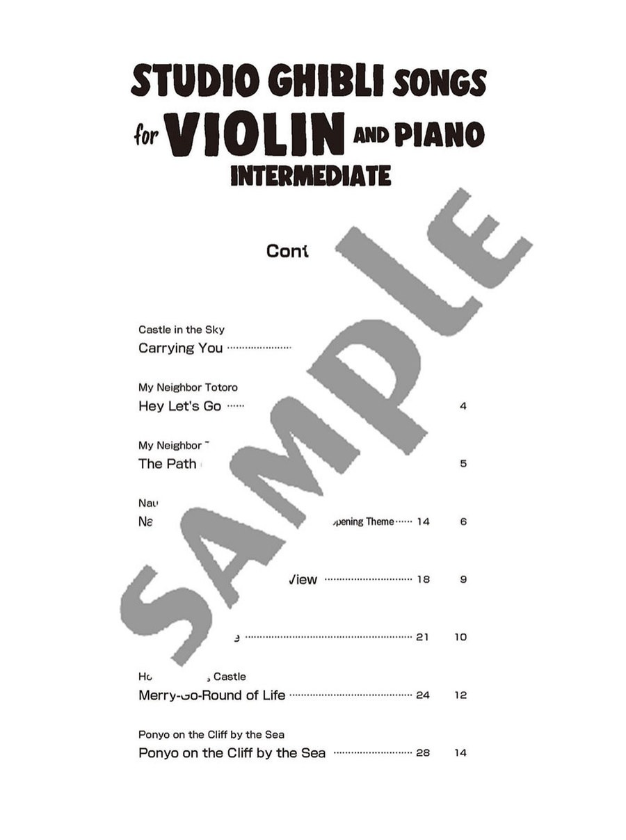 Studio Ghibli Songs Violin And Piano Intermediate 宮崎駿 吉卜力動畫歌選小提琴附鋼琴伴奏譜 (中級)