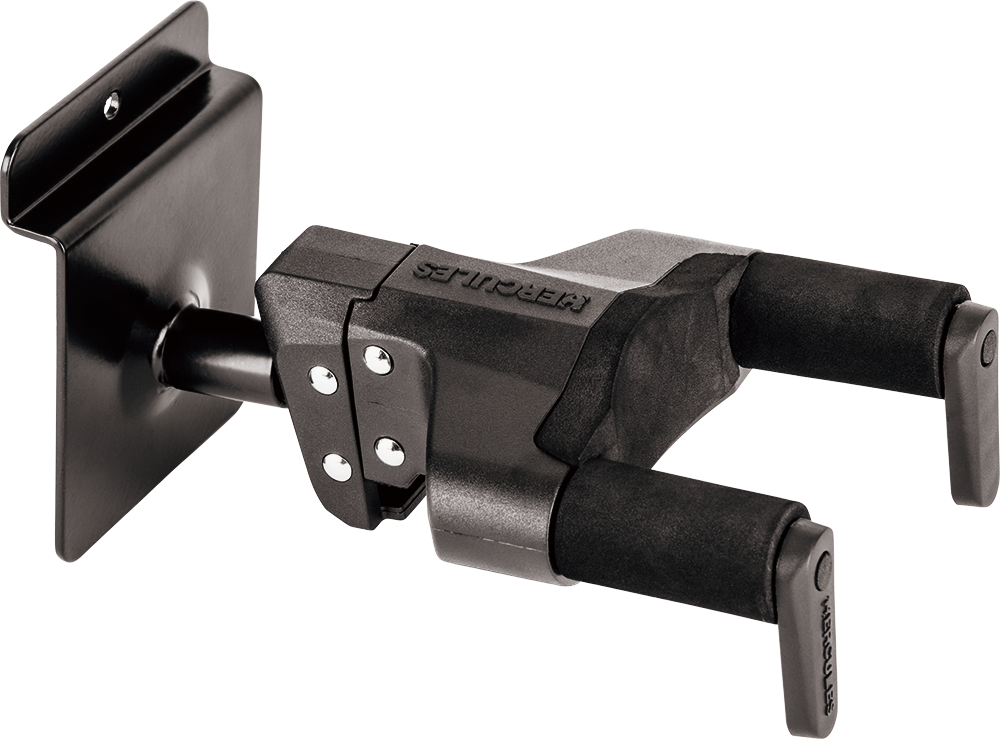 Hercules GSP39 SB Plus Auto Grip System (AGS) Guitar Hanger, Slat Wall Mount, Short Arm