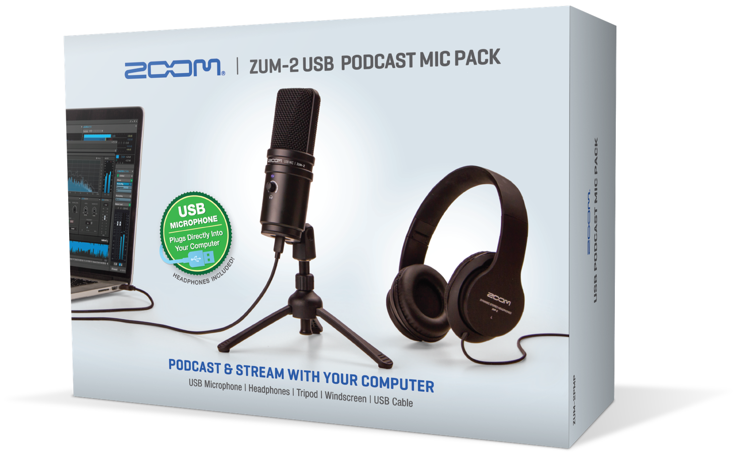 Zoom PodTrak P2 Podcast Recorder + 2 sets ZUM-2 USB Podcast Mic Pack